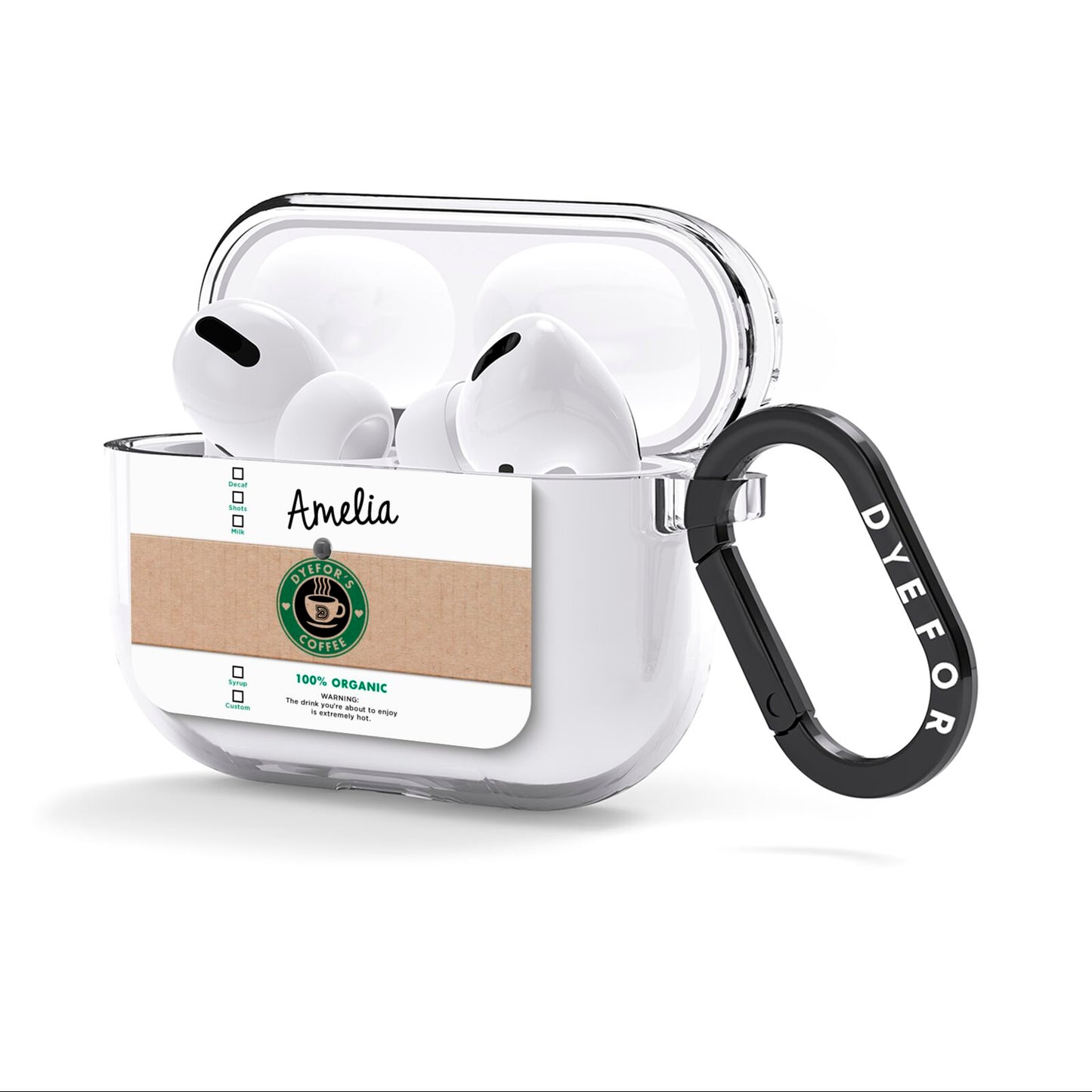 Coffee Cup Personalised AirPods Clear Case 3rd Gen Side Image