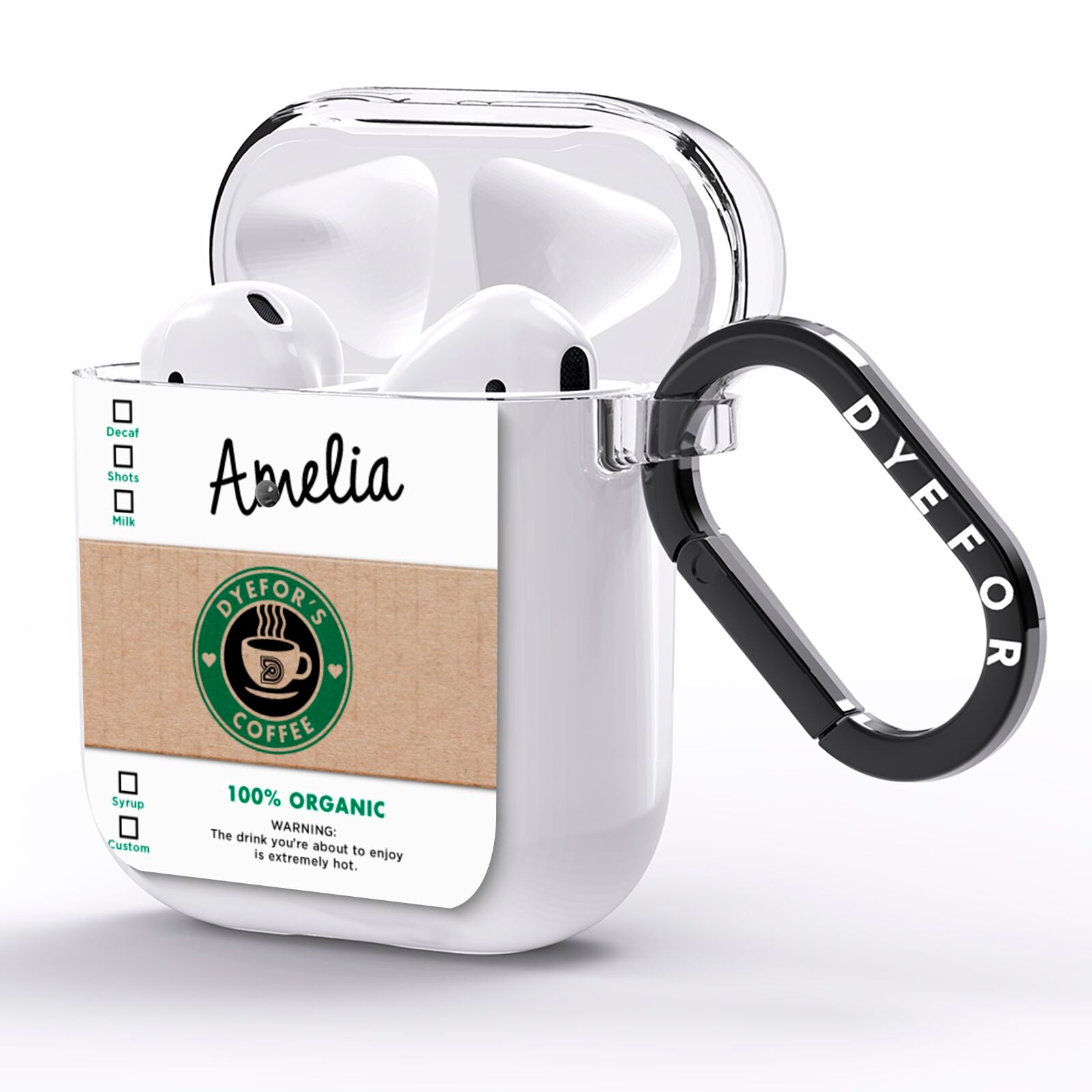 Coffee Cup Personalised AirPods Clear Case Side Image