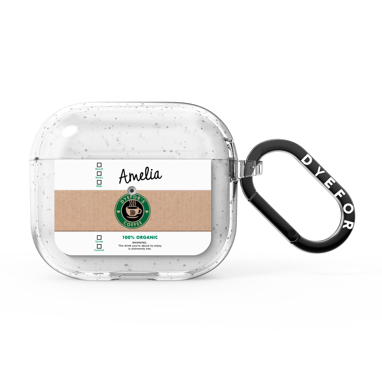 Coffee Cup Personalised AirPods Glitter Case 3rd Gen