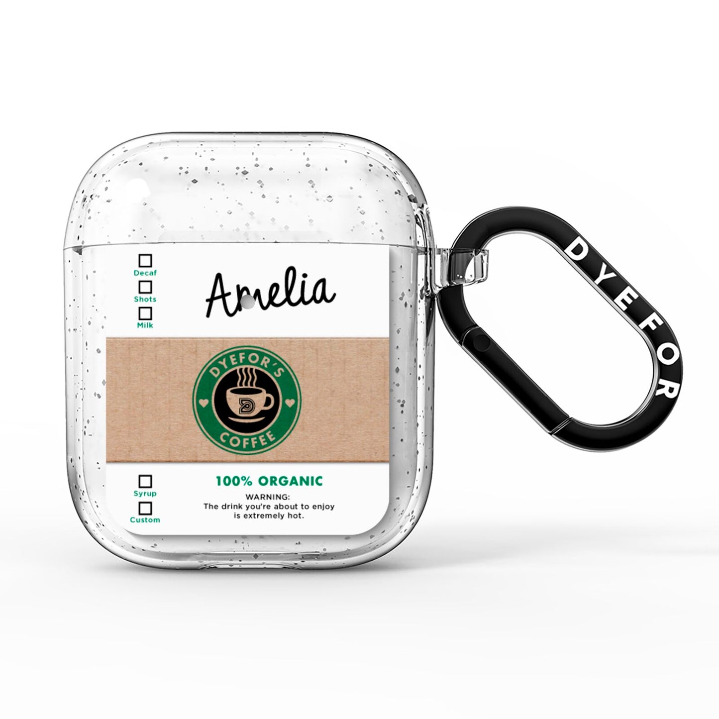 Coffee Cup Personalised AirPods Glitter Case