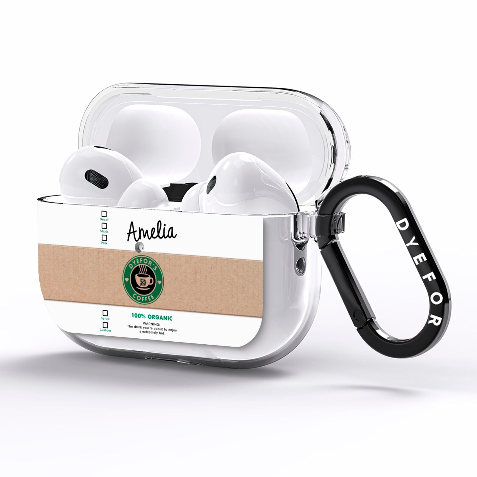 Coffee Cup Personalised AirPods Pro Clear Case Side Image