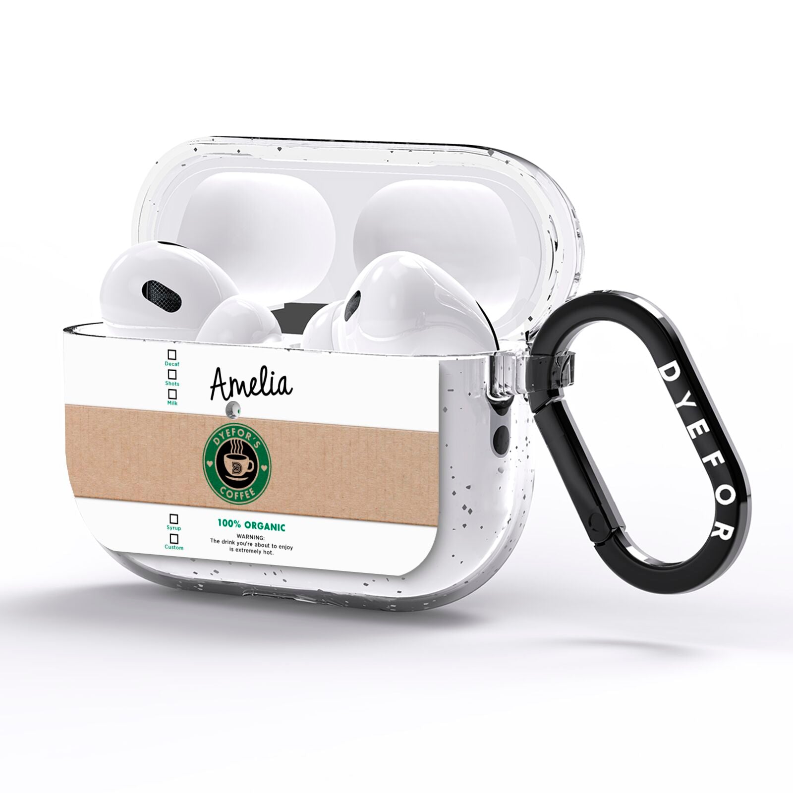 Coffee Cup Personalised AirPods Pro Glitter Case Side Image