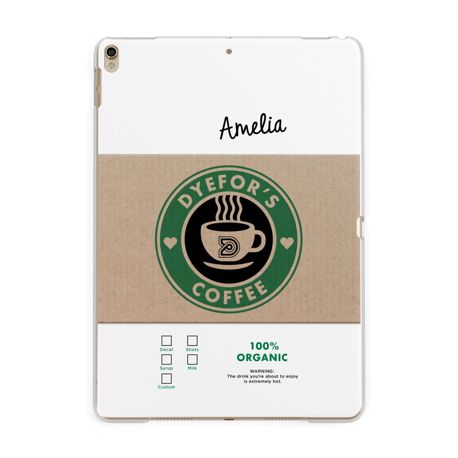 Coffee Cup Personalised Apple iPad Gold Case