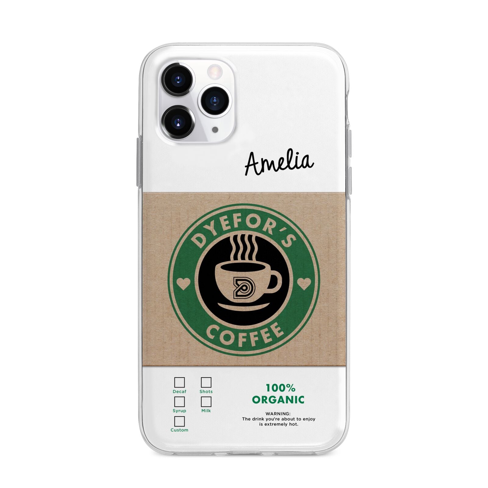 Coffee Cup Personalised Apple iPhone 11 Pro Max in Silver with Bumper Case