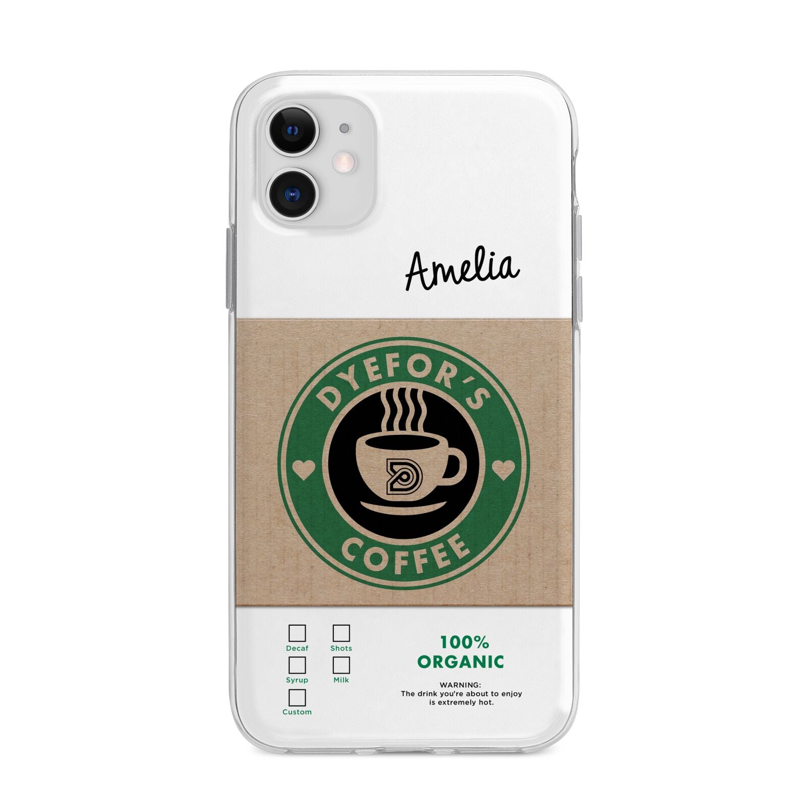 Coffee Cup Personalised Apple iPhone 11 in White with Bumper Case