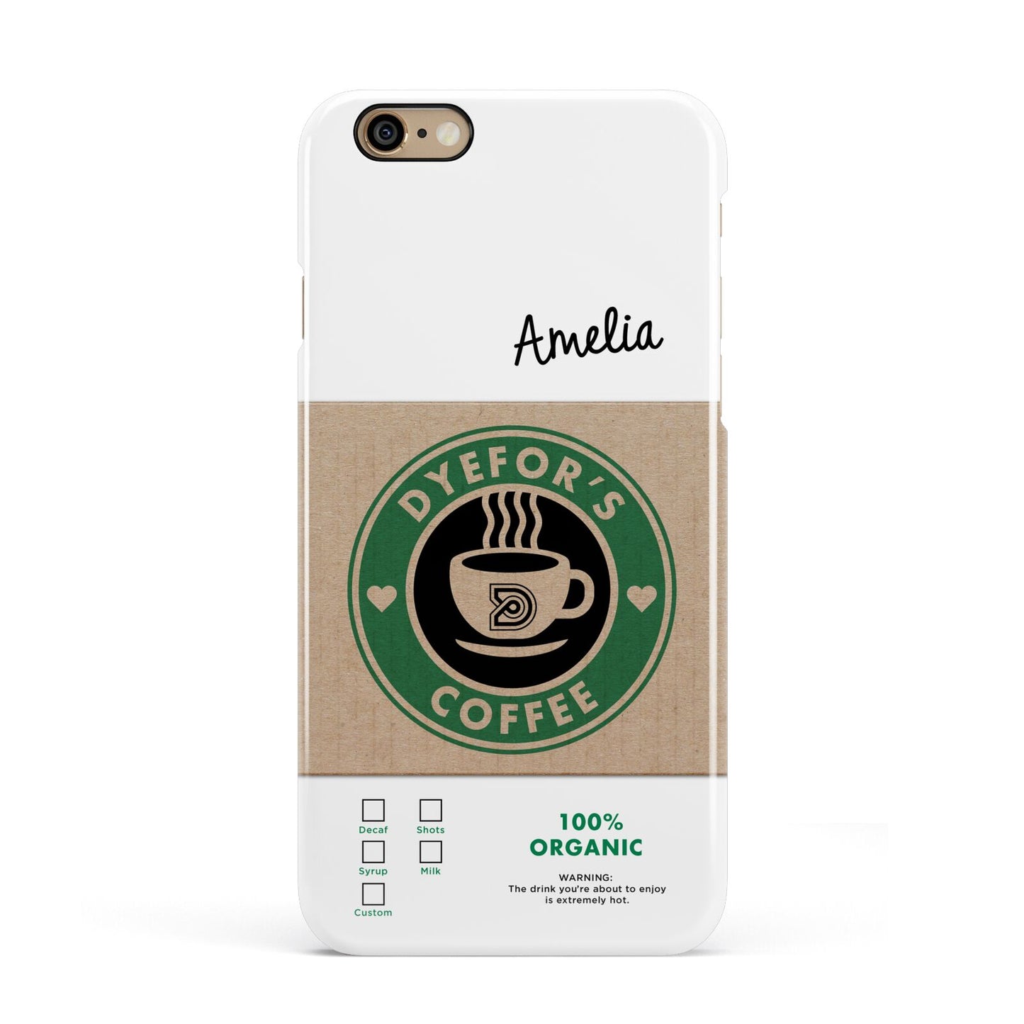 Coffee Cup Personalised Apple iPhone 6 3D Snap Case