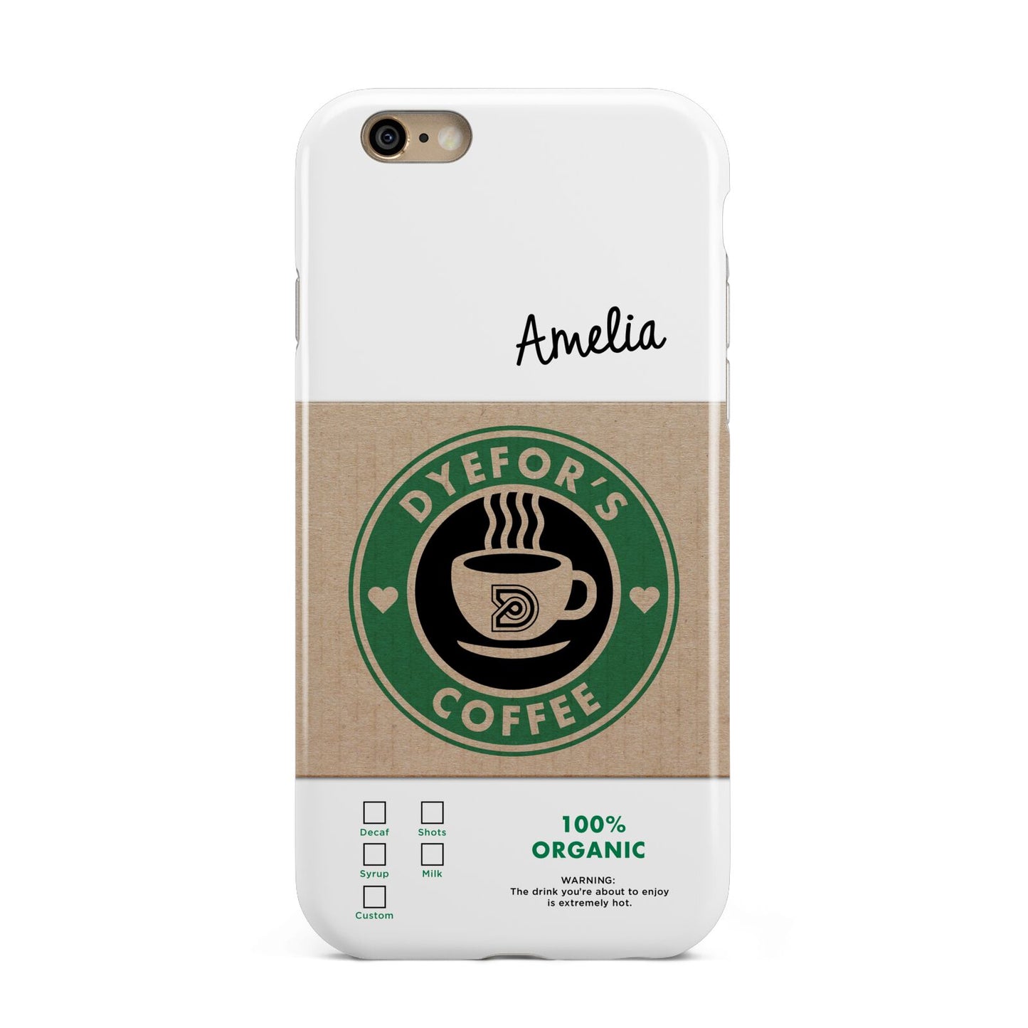 Coffee Cup Personalised Apple iPhone 6 3D Tough Case