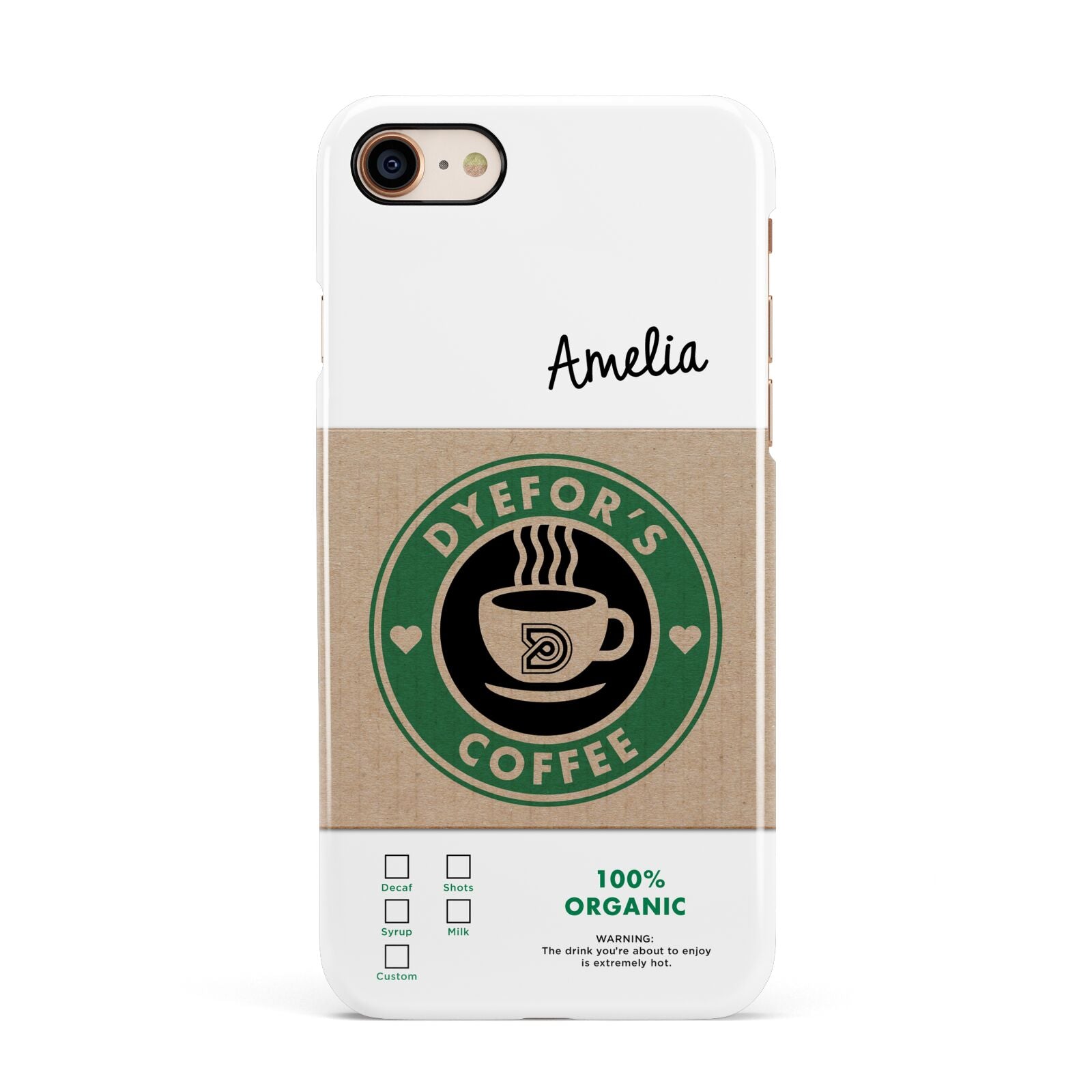 Coffee Cup Personalised Apple iPhone 7 8 3D Snap Case