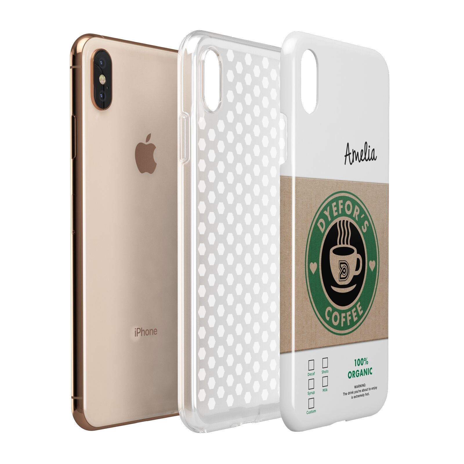 Coffee Cup Personalised Apple iPhone Xs Max 3D Tough Case Expanded View