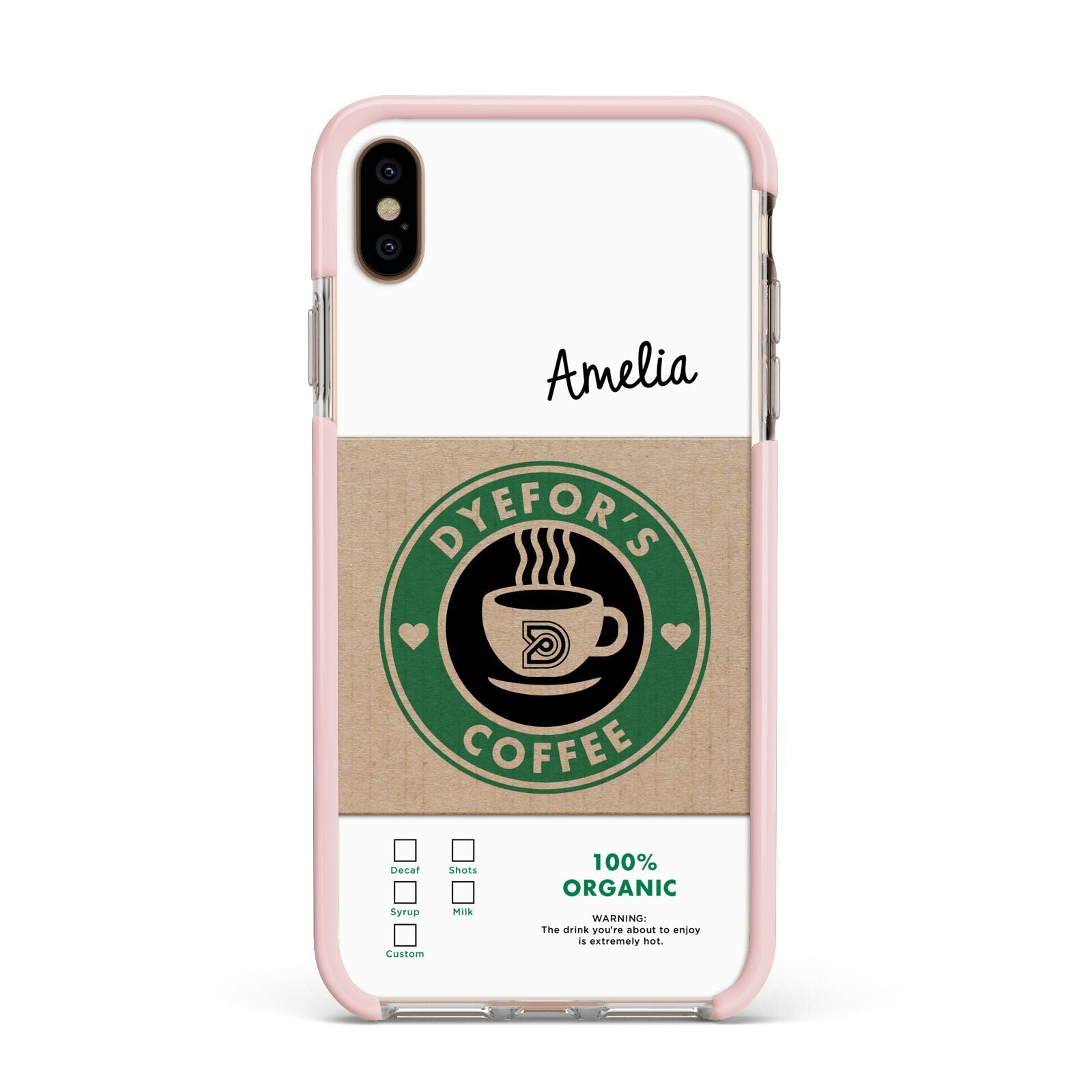 Coffee Cup Personalised Apple iPhone Xs Max Impact Case Pink Edge on Gold Phone