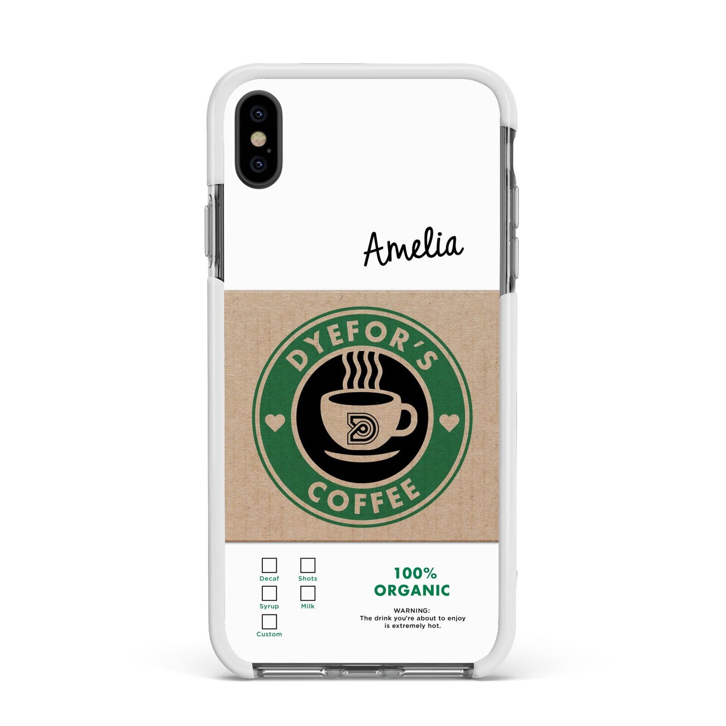 Coffee Cup Personalised Apple iPhone Xs Max Impact Case White Edge on Black Phone