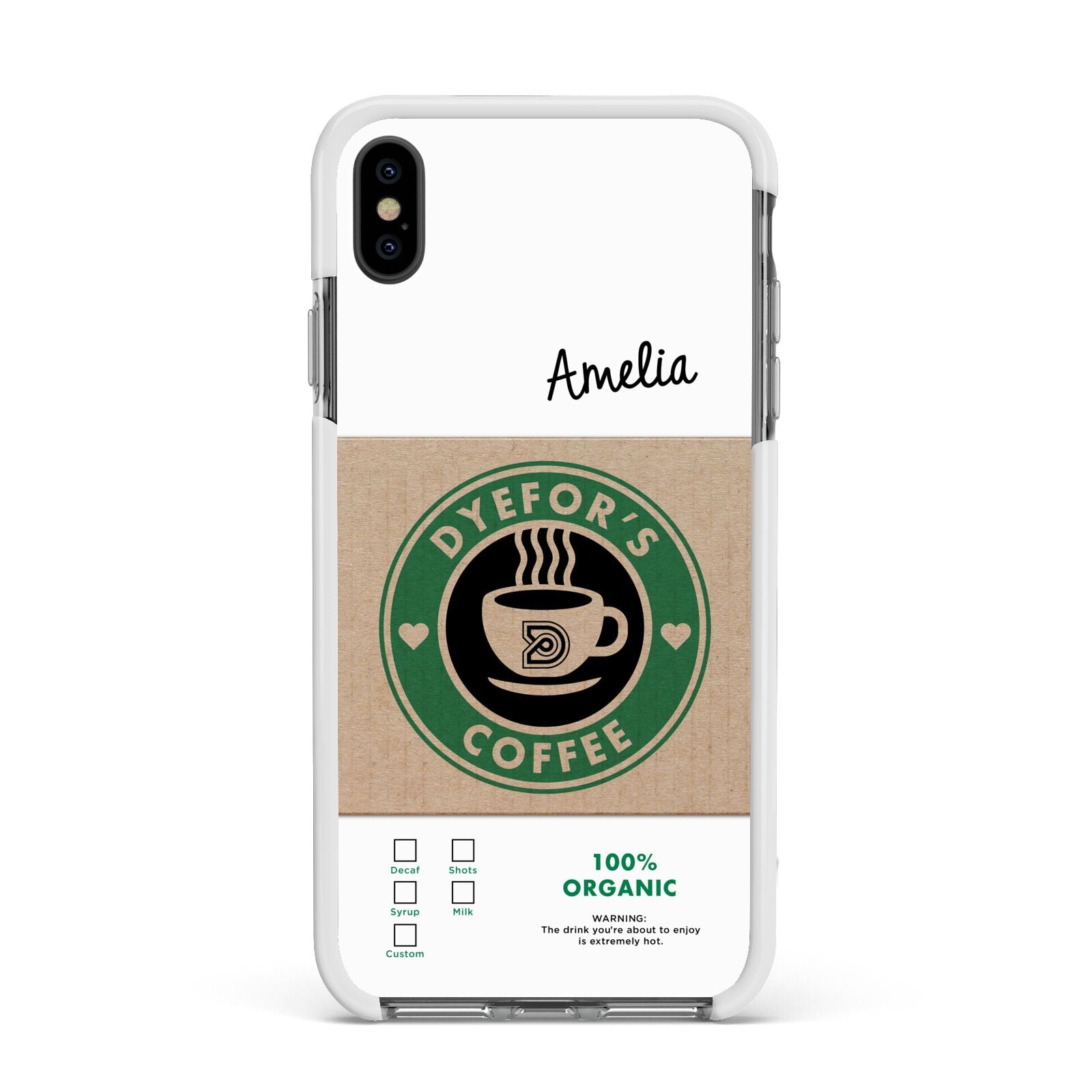 Coffee Cup Personalised Apple iPhone Xs Max Impact Case White Edge on Black Phone