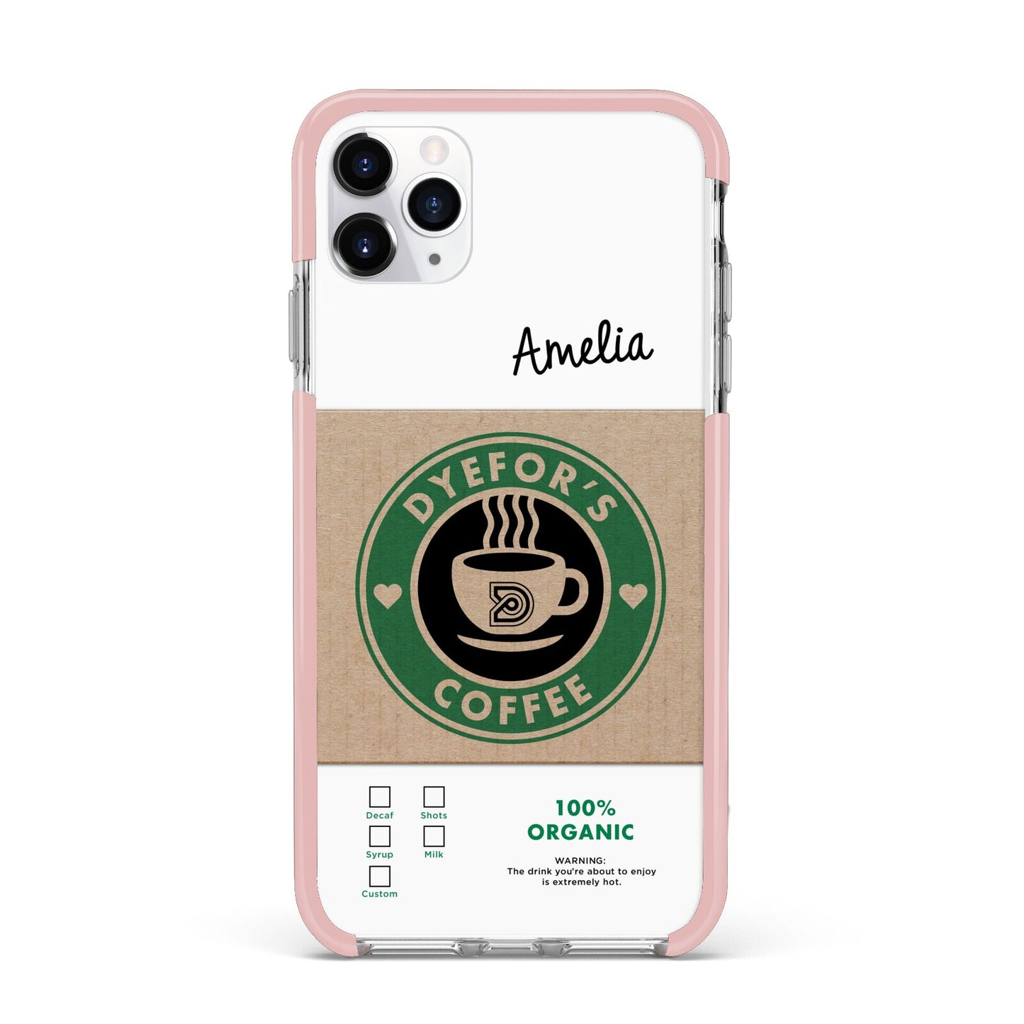 Coffee Cup Personalised iPhone 11 Pro Max Impact Pink Edge Case