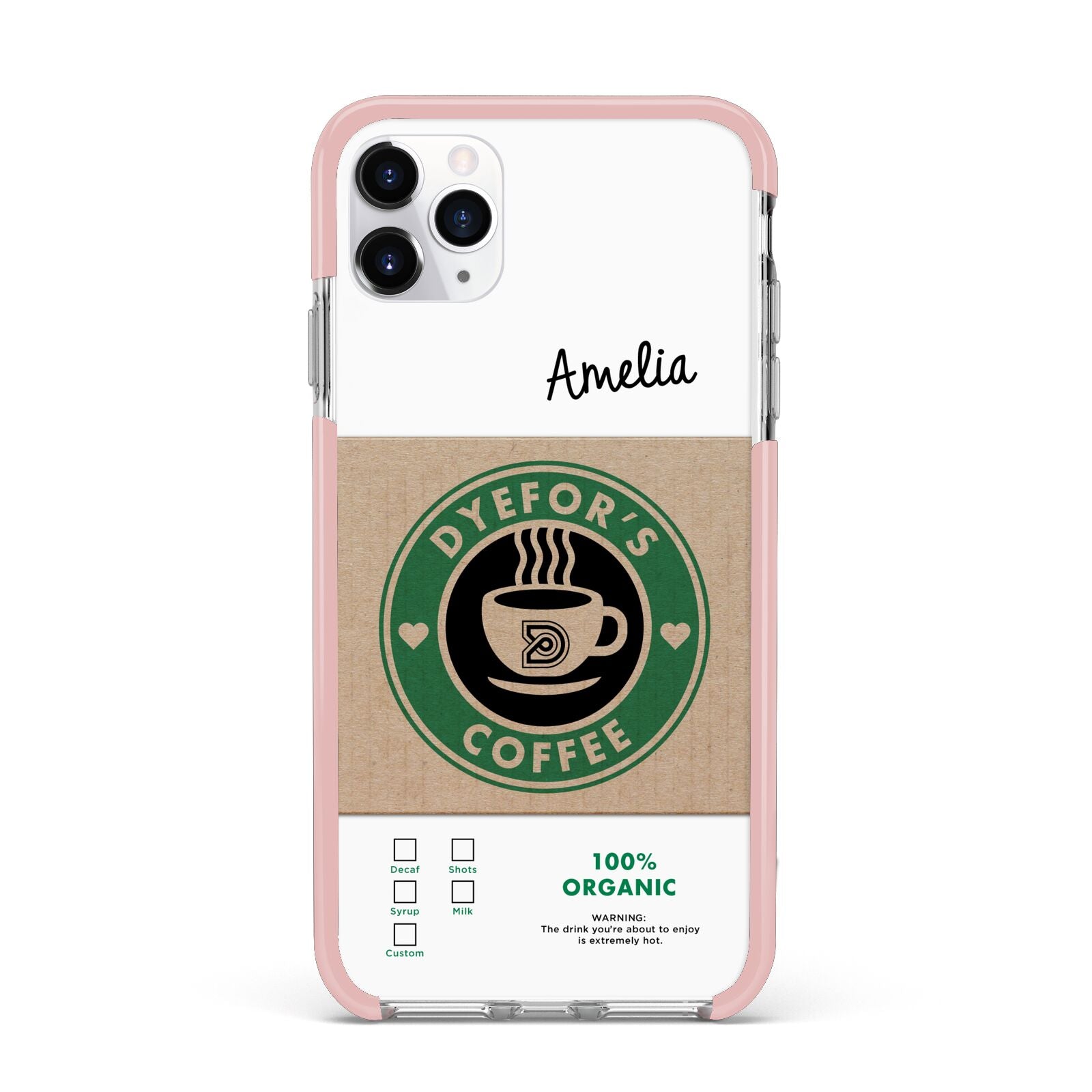 Coffee Cup Personalised iPhone 11 Pro Max Impact Pink Edge Case