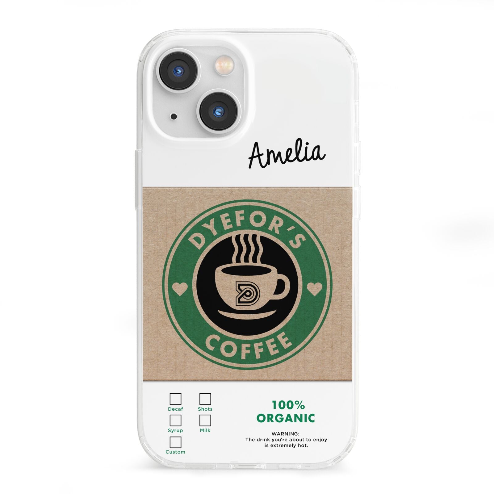 Coffee Cup Personalised iPhone 13 Mini Clear Bumper Case