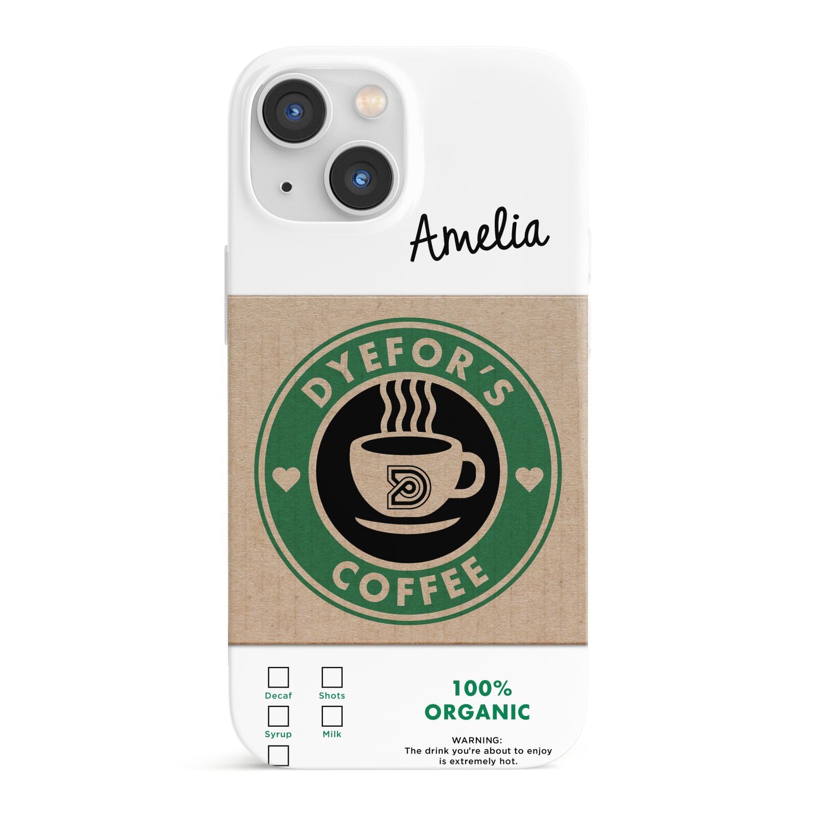 Coffee Cup Personalised iPhone 13 Mini Full Wrap 3D Snap Case