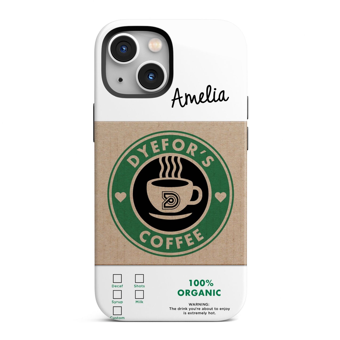 Coffee Cup Personalised iPhone 13 Mini Full Wrap 3D Tough Case