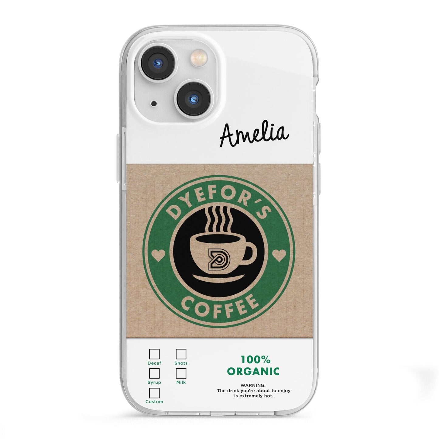 Coffee Cup Personalised iPhone 13 Mini TPU Impact Case with White Edges