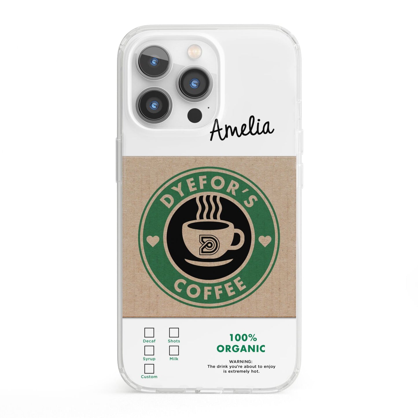 Coffee Cup Personalised iPhone 13 Pro Clear Bumper Case