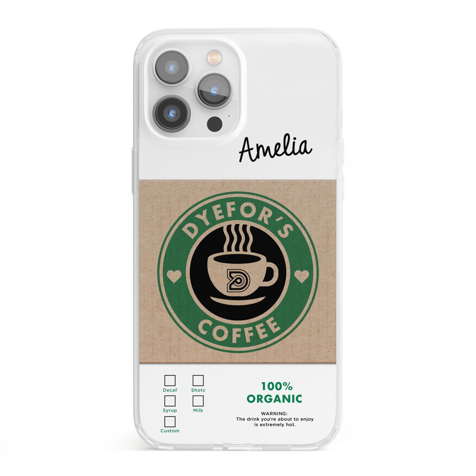 Coffee Cup Personalised iPhone 13 Pro Max Clear Bumper Case