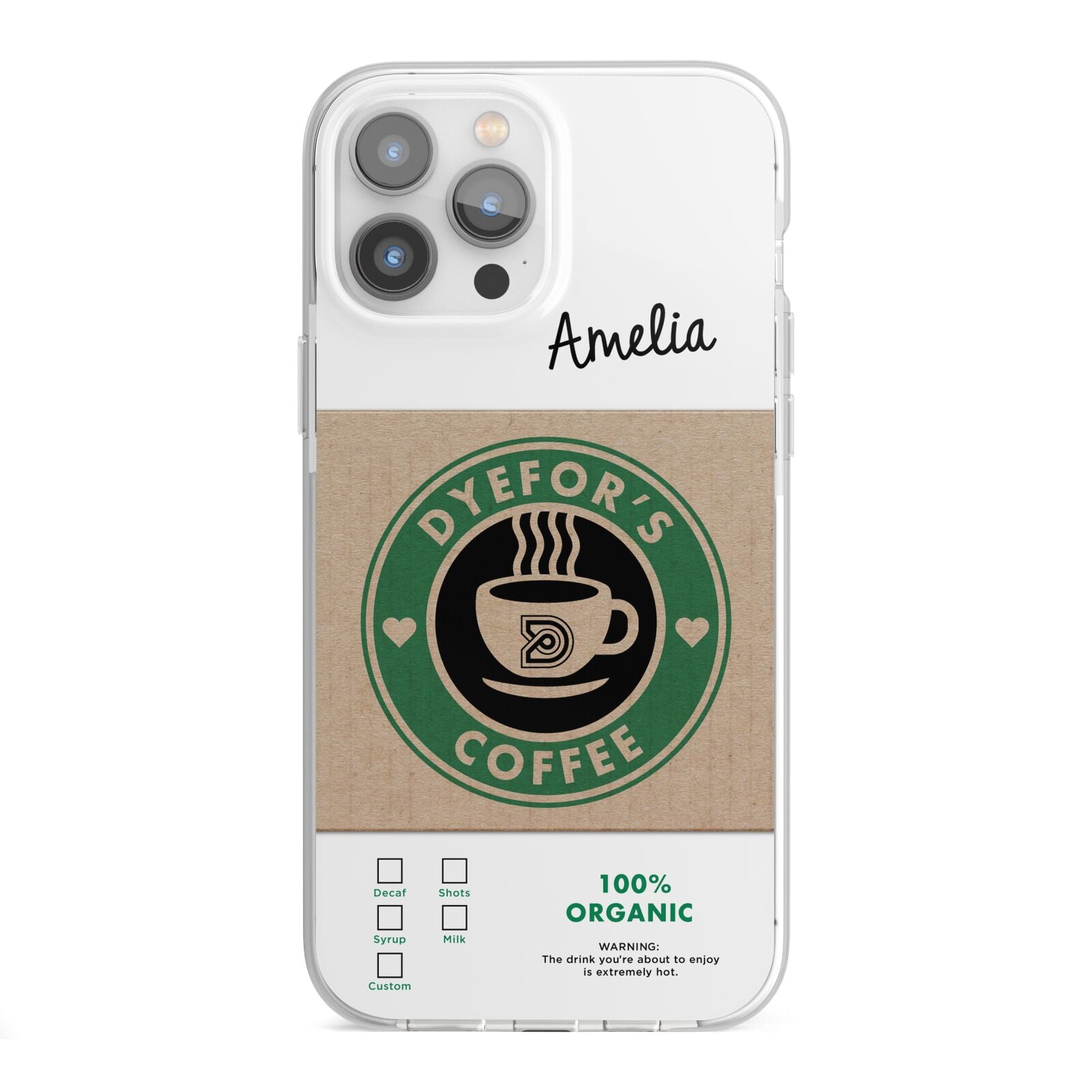 Coffee Cup Personalised iPhone 13 Pro Max TPU Impact Case with White Edges