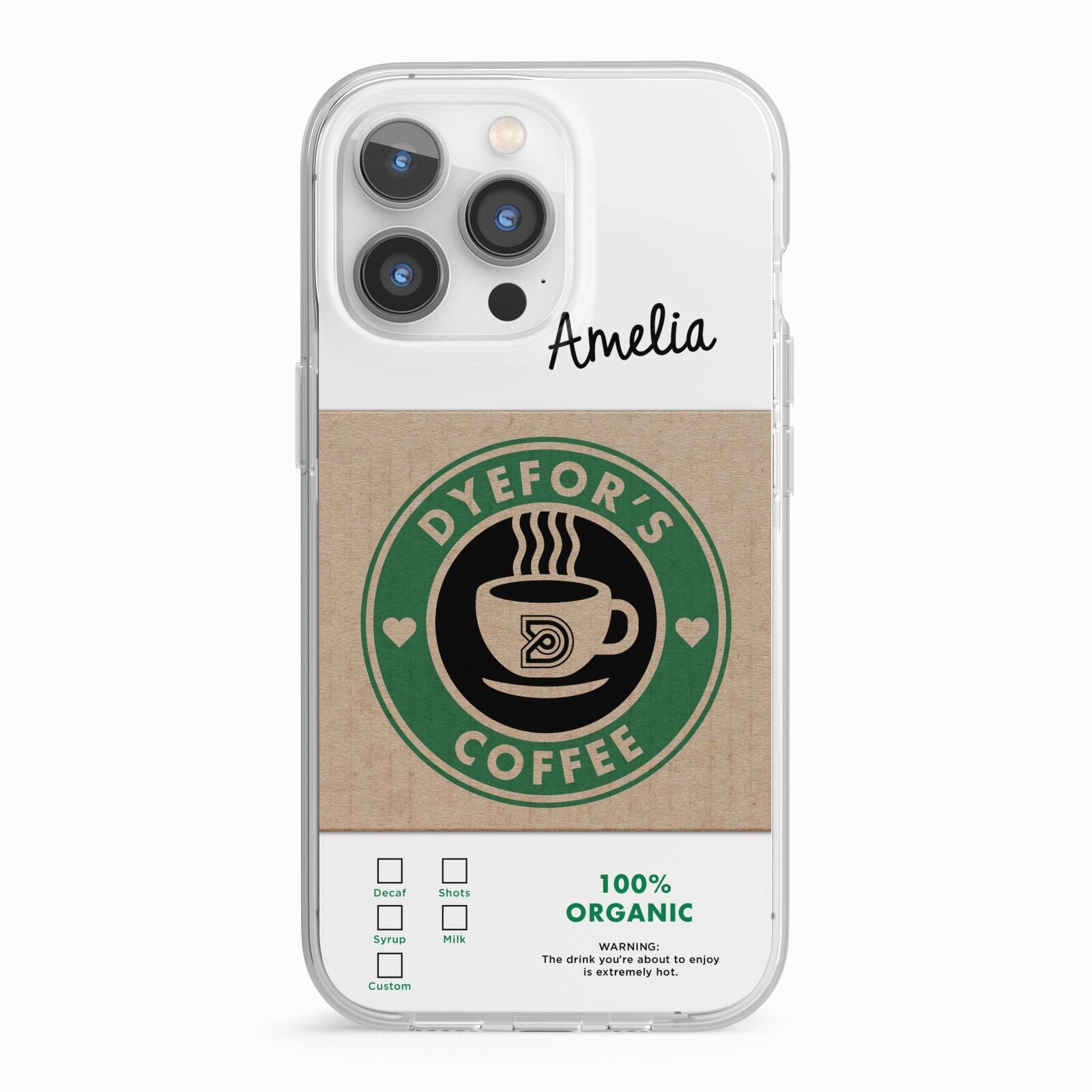 Coffee Cup Personalised iPhone 13 Pro TPU Impact Case with White Edges