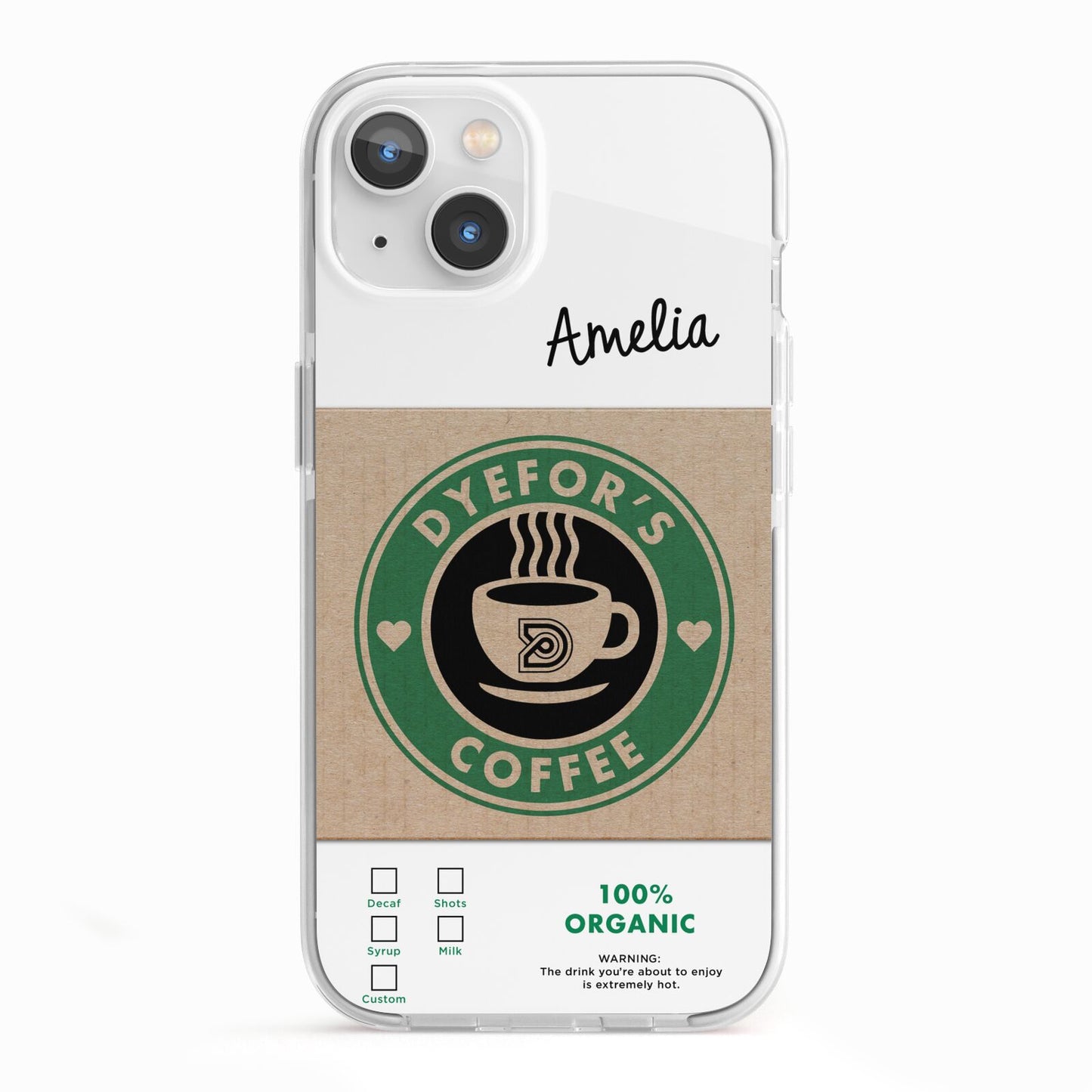 Coffee Cup Personalised iPhone 13 TPU Impact Case with White Edges