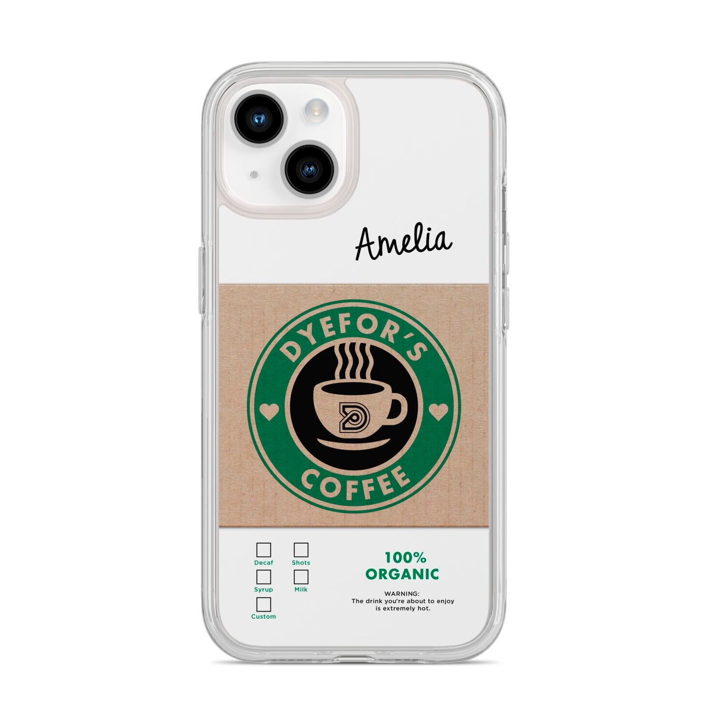 Coffee Cup Personalised iPhone 14 Clear Tough Case Starlight