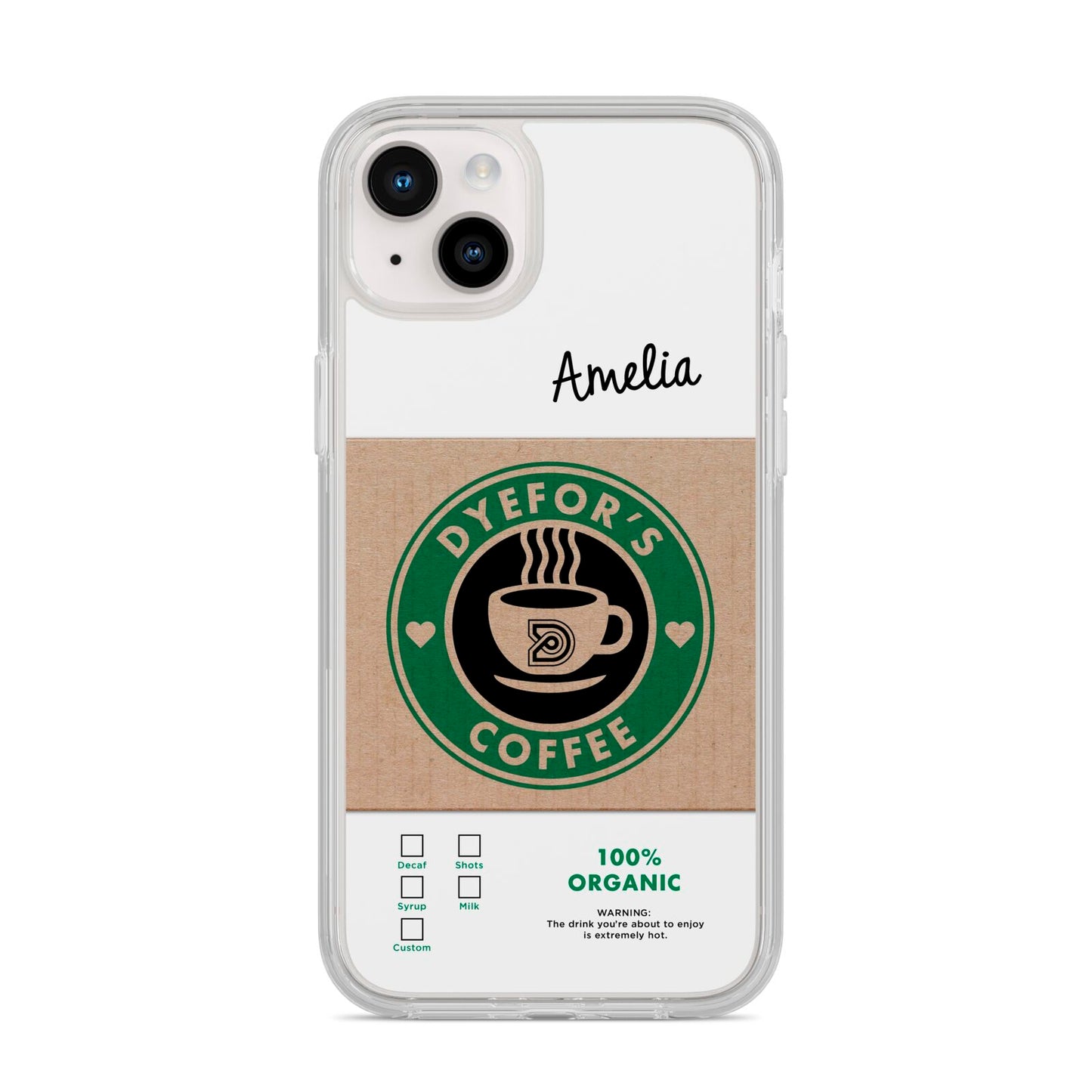 Coffee Cup Personalised iPhone 14 Plus Clear Tough Case Starlight