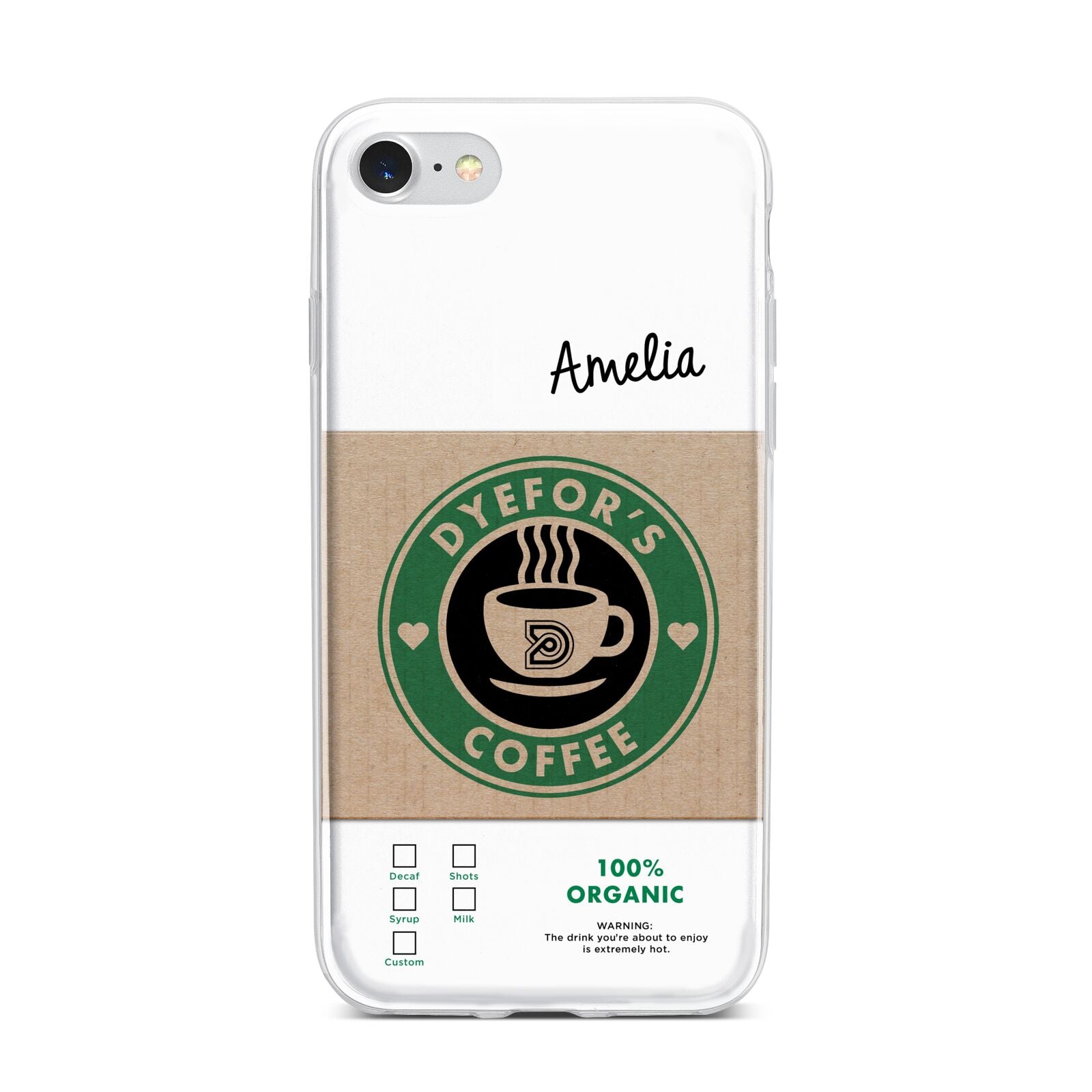 Coffee Cup Personalised iPhone 7 Bumper Case on Silver iPhone