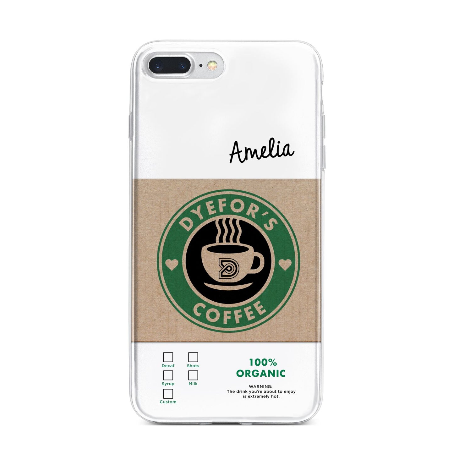 Coffee Cup Personalised iPhone 7 Plus Bumper Case on Silver iPhone