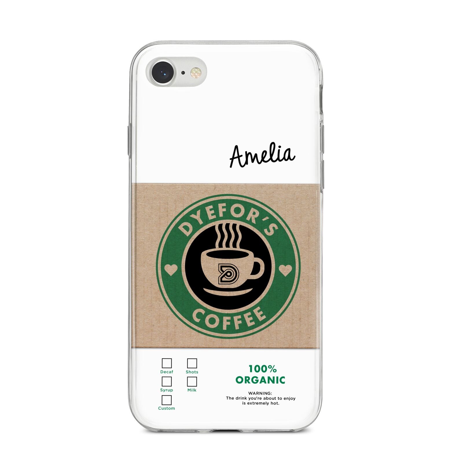 Coffee Cup Personalised iPhone 8 Bumper Case on Silver iPhone