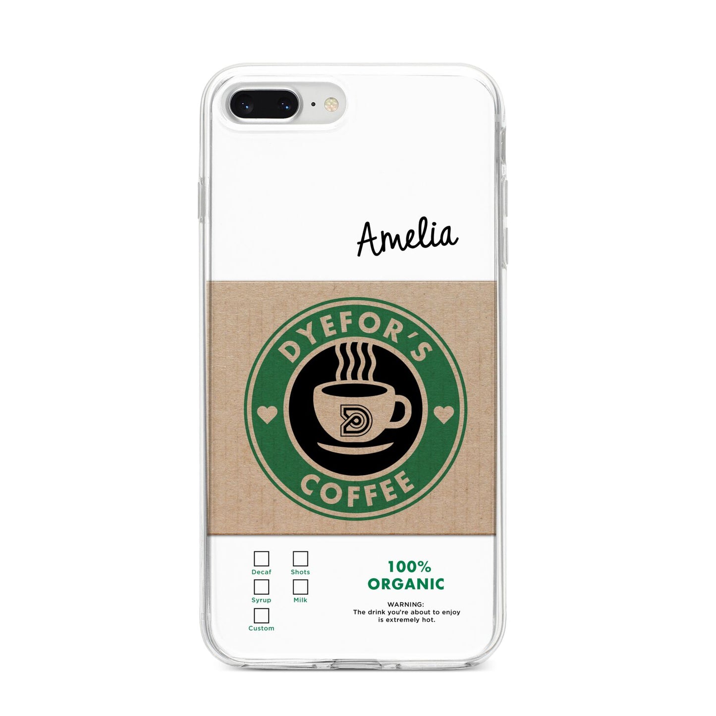 Coffee Cup Personalised iPhone 8 Plus Bumper Case on Silver iPhone