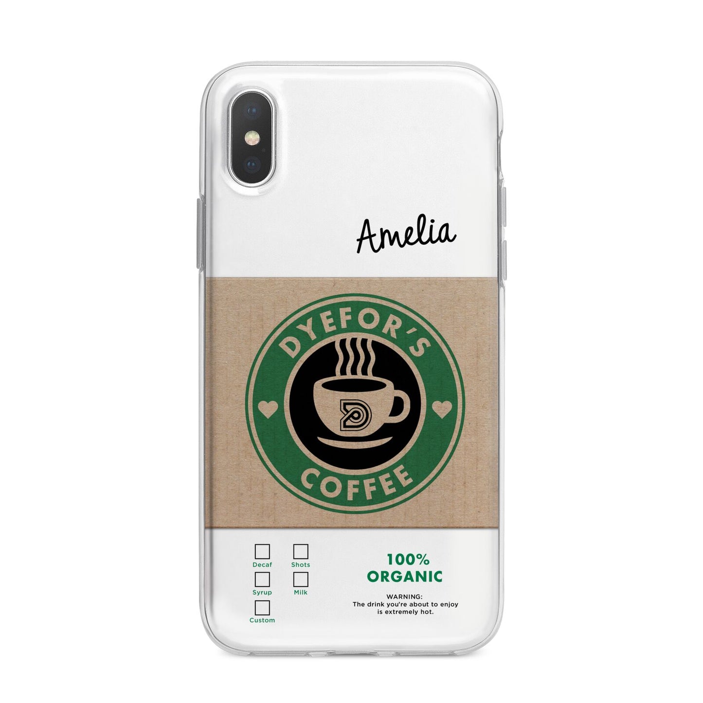 Coffee Cup Personalised iPhone X Bumper Case on Silver iPhone Alternative Image 1