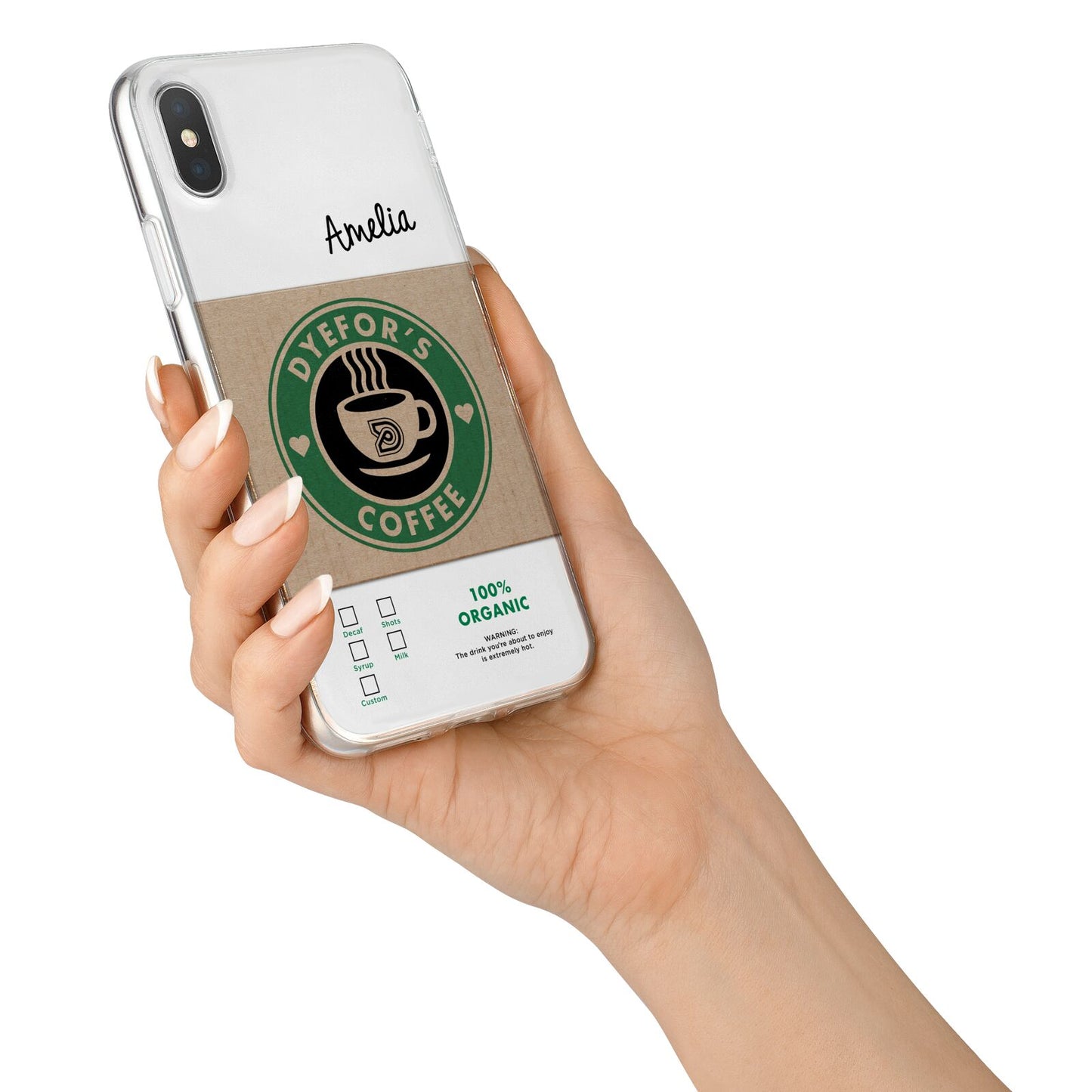 Coffee Cup Personalised iPhone X Bumper Case on Silver iPhone Alternative Image 2