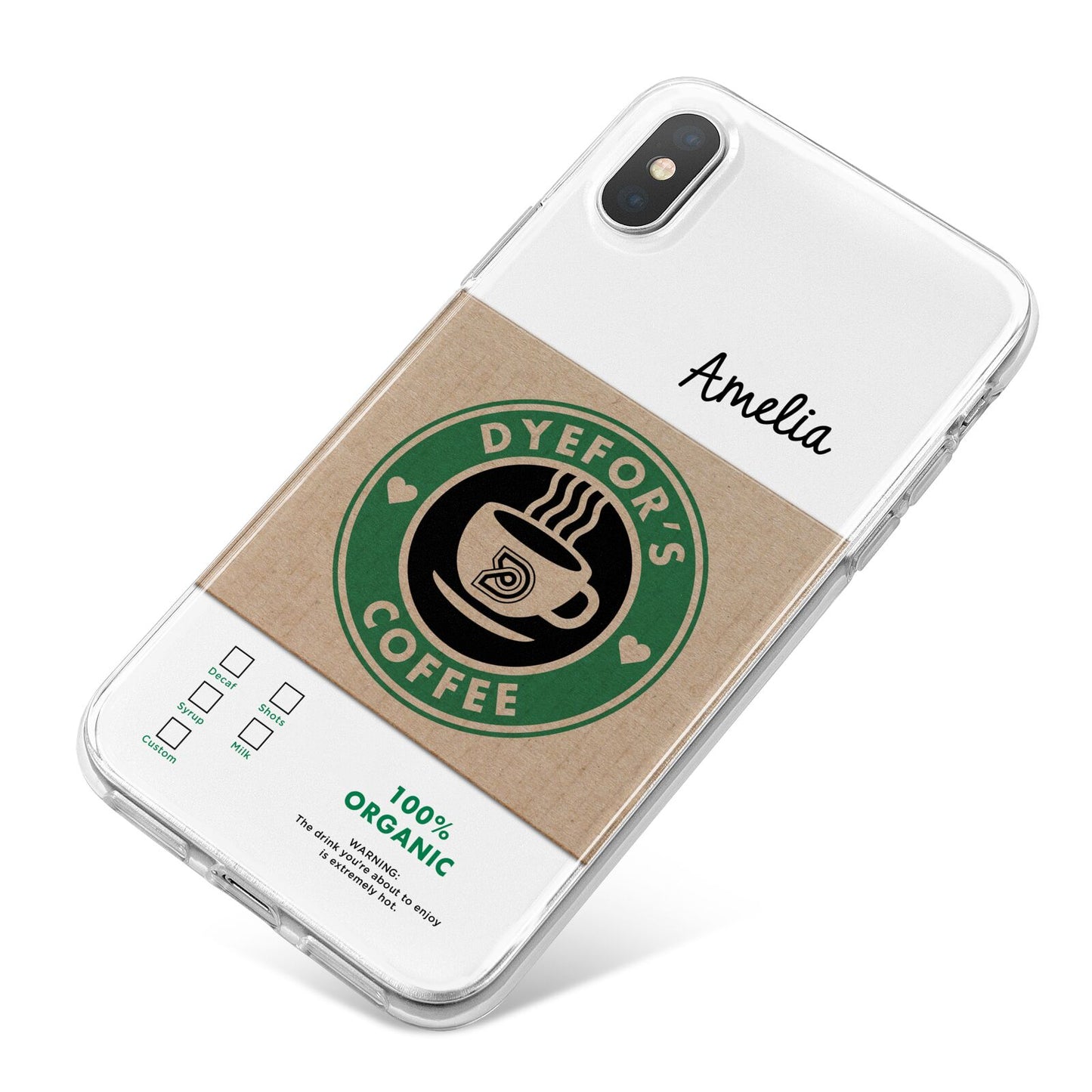 Coffee Cup Personalised iPhone X Bumper Case on Silver iPhone