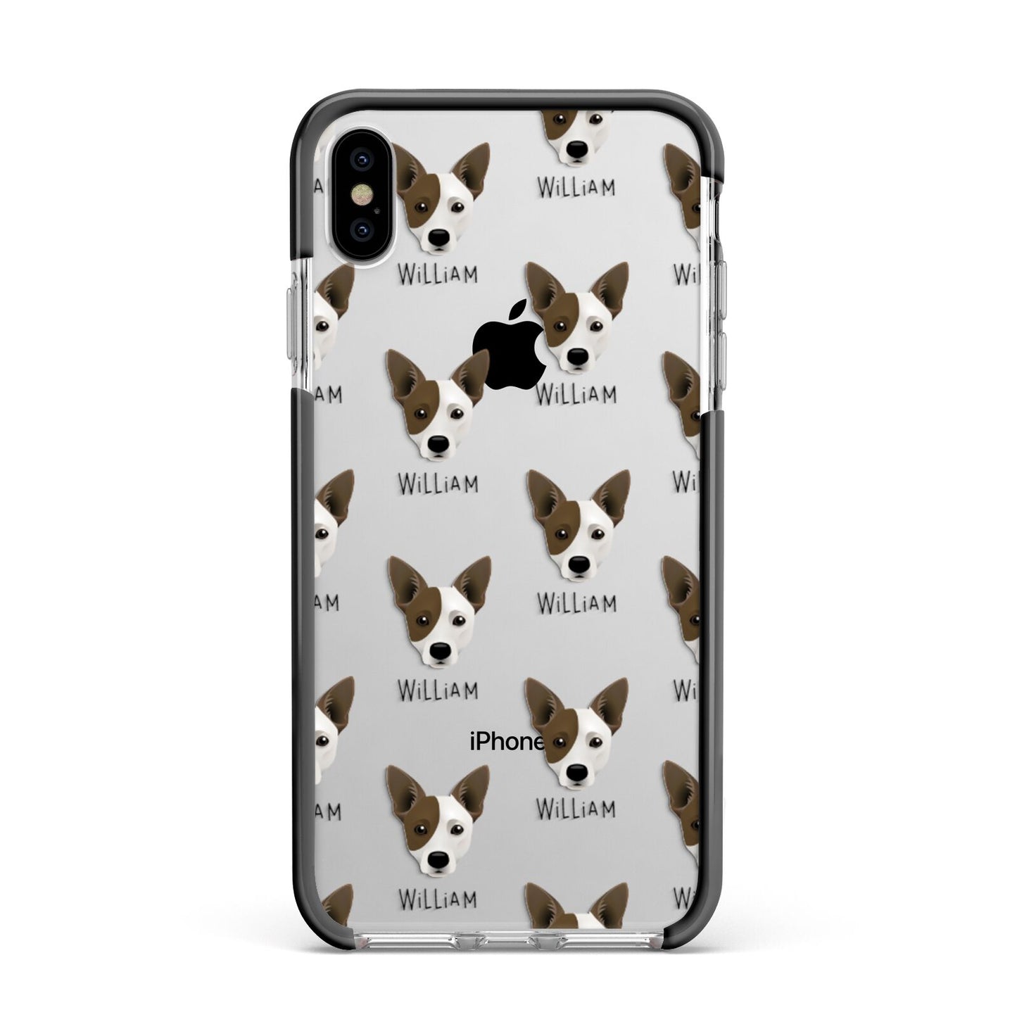 Cojack Icon with Name Apple iPhone Xs Max Impact Case Black Edge on Silver Phone