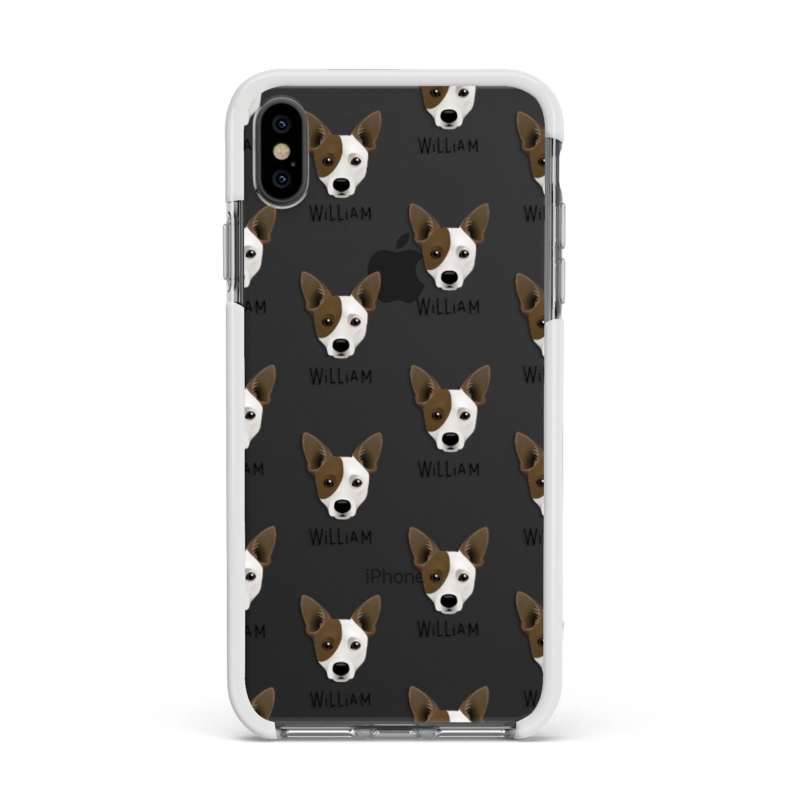 Cojack Icon with Name Apple iPhone Xs Max Impact Case White Edge on Black Phone