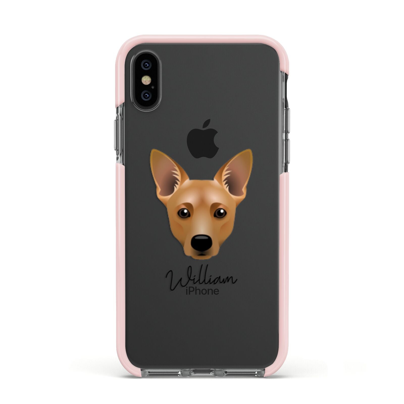 Cojack Personalised Apple iPhone Xs Impact Case Pink Edge on Black Phone