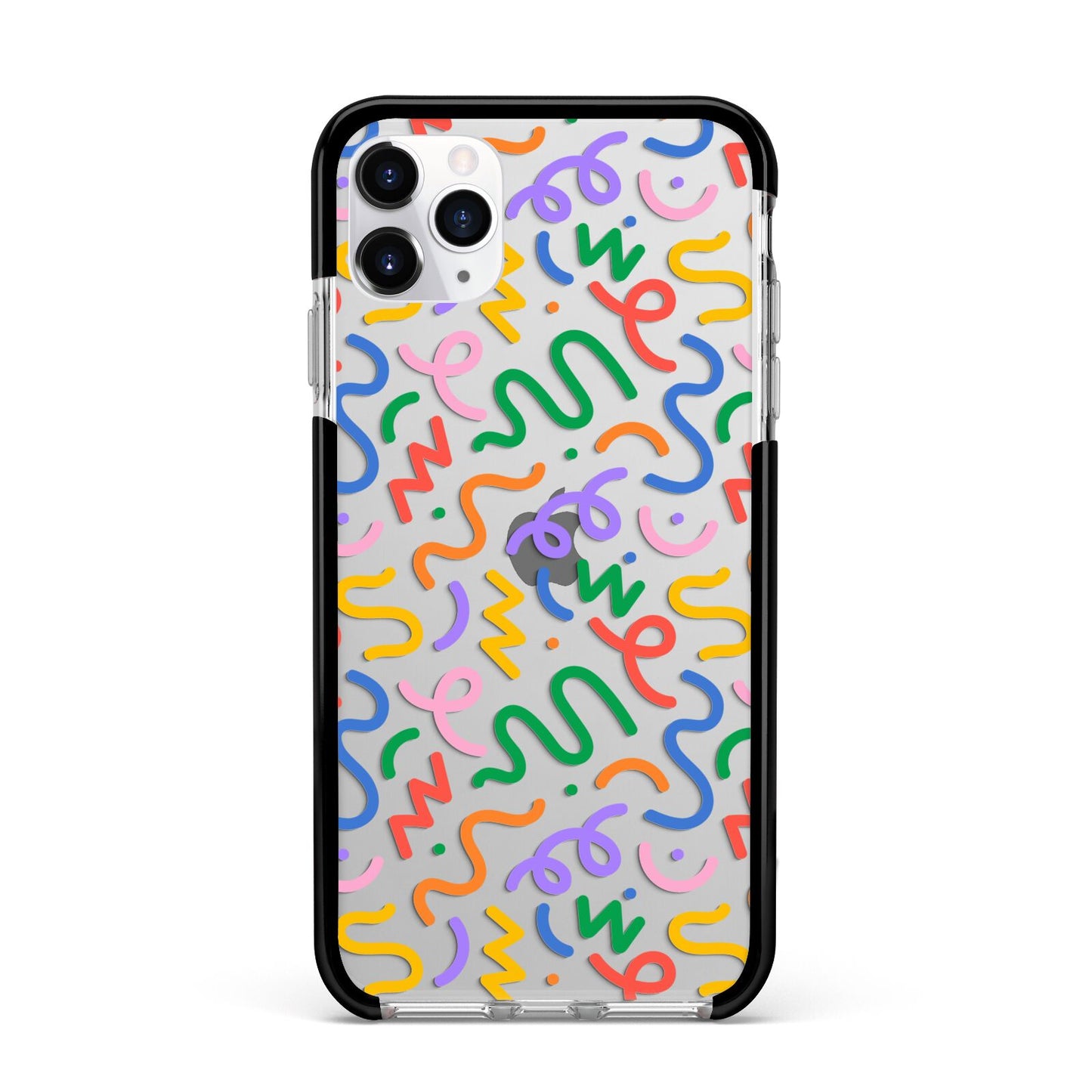 Colourful Doodle Apple iPhone 11 Pro Max in Silver with Black Impact Case