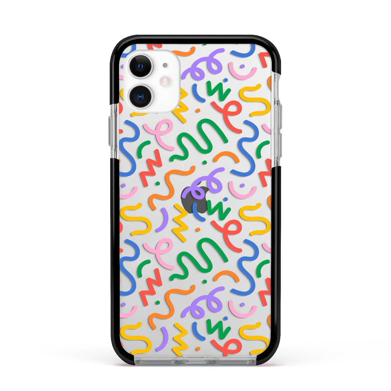 Colourful Doodle Apple iPhone 11 in White with Black Impact Case