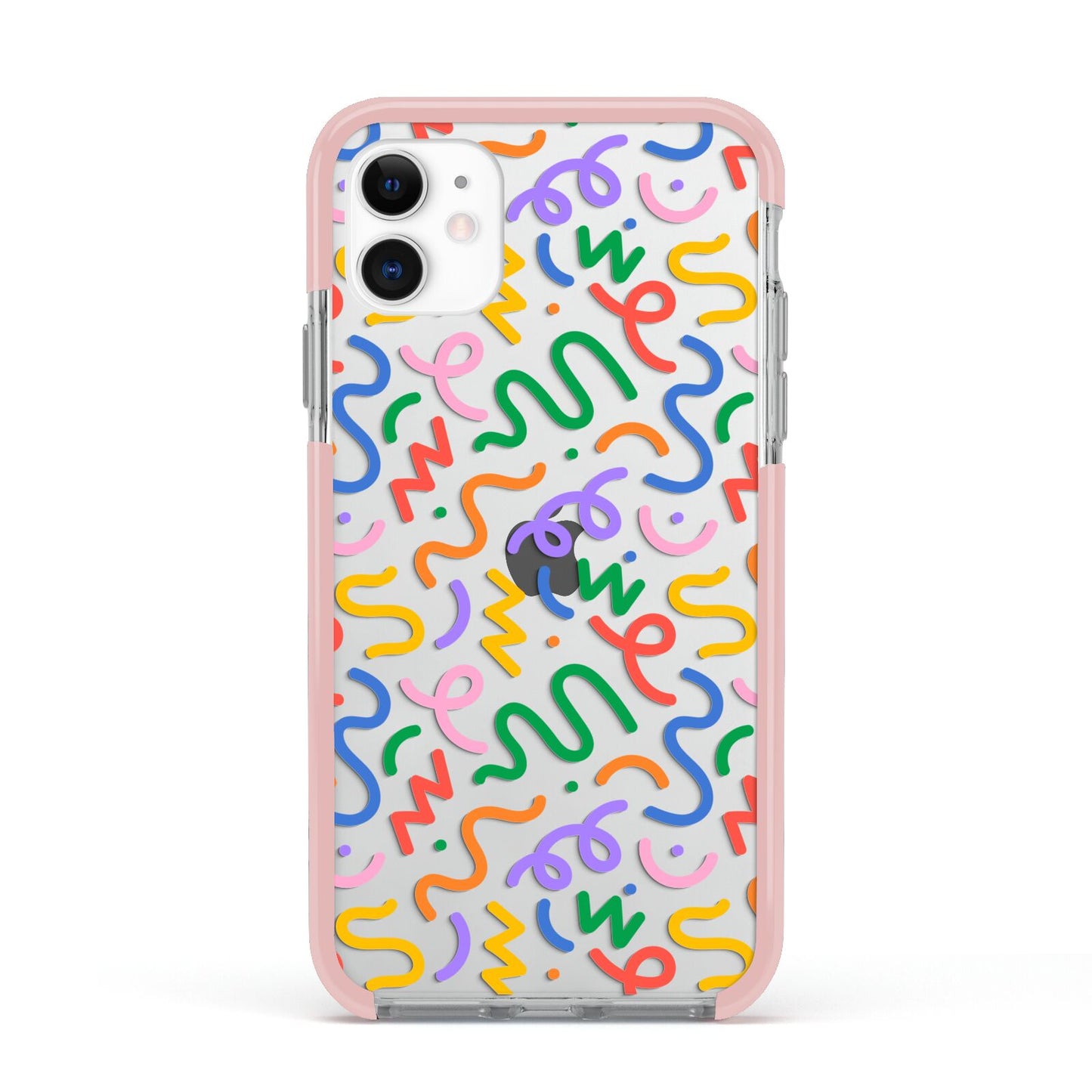 Colourful Doodle Apple iPhone 11 in White with Pink Impact Case