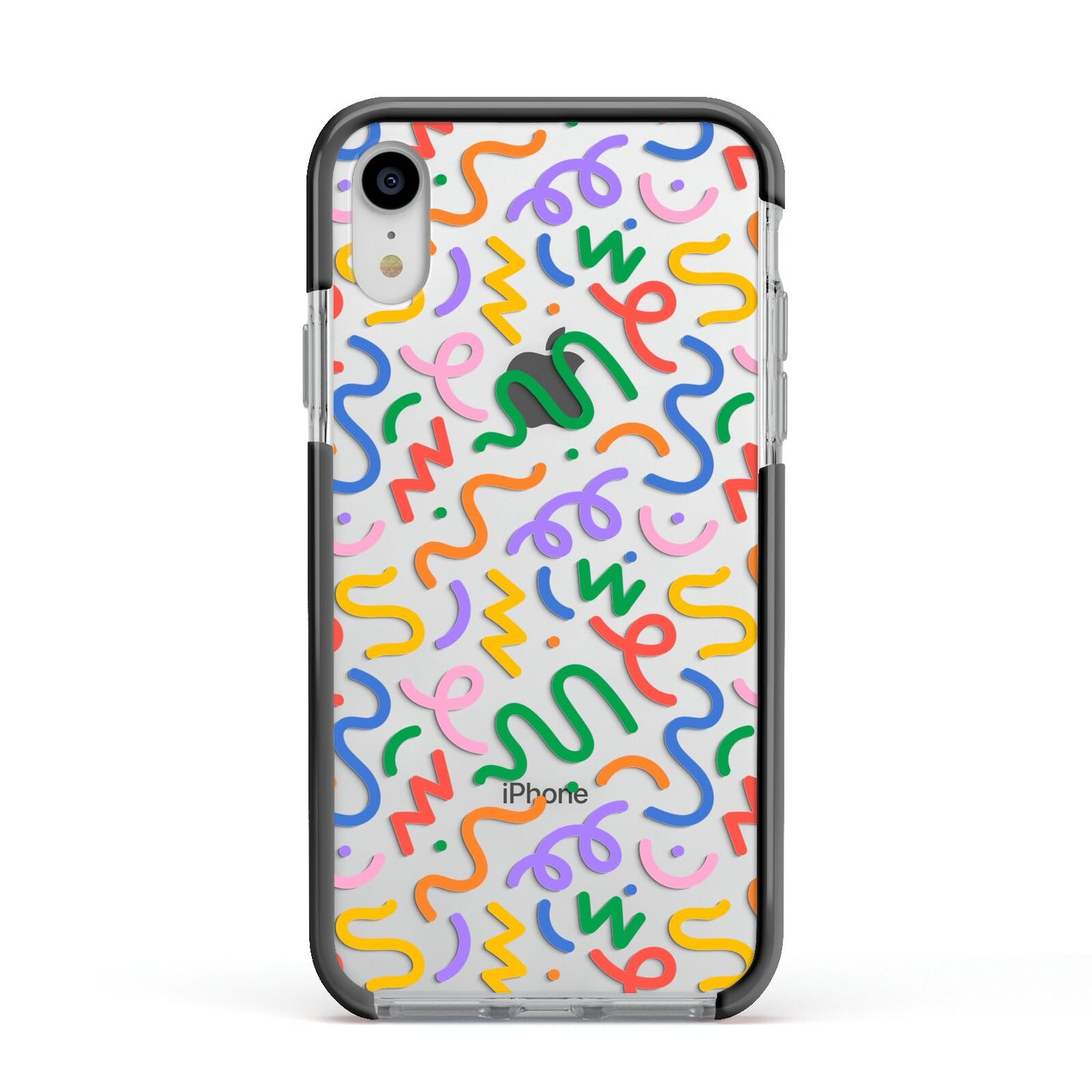 Colourful Doodle Apple iPhone XR Impact Case Black Edge on Silver Phone