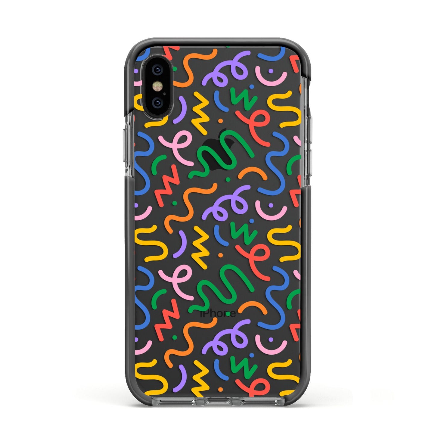 Colourful Doodle Apple iPhone Xs Impact Case Black Edge on Black Phone