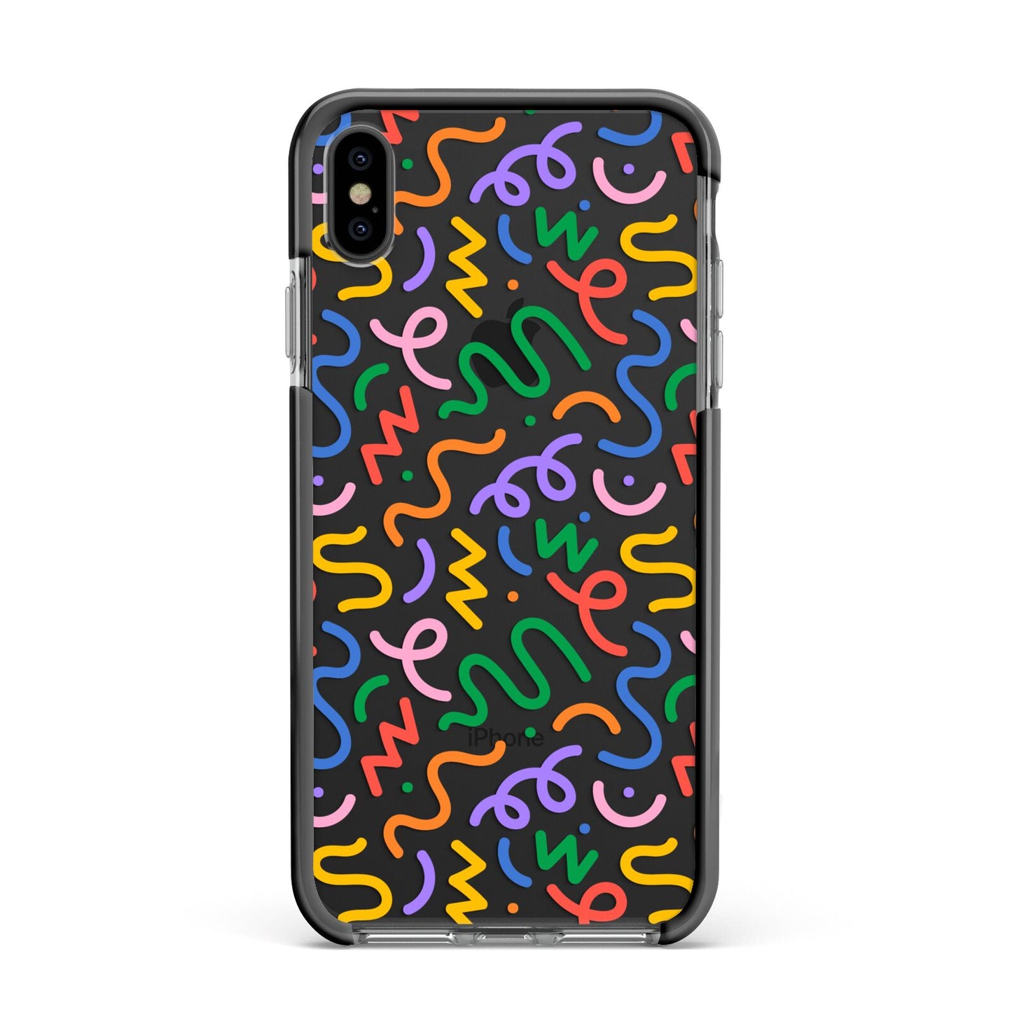 Colourful Doodle Apple iPhone Xs Max Impact Case Black Edge on Black Phone