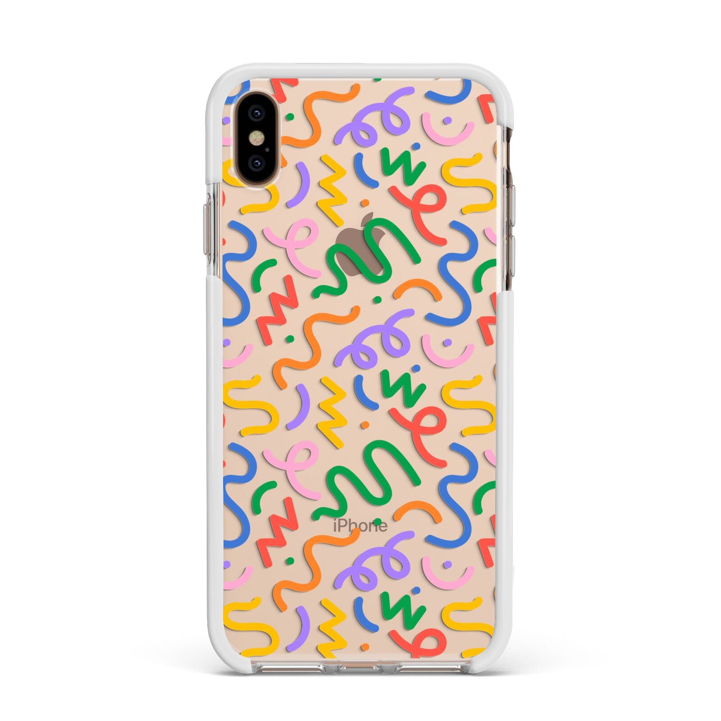 Colourful Doodle Apple iPhone Xs Max Impact Case White Edge on Gold Phone