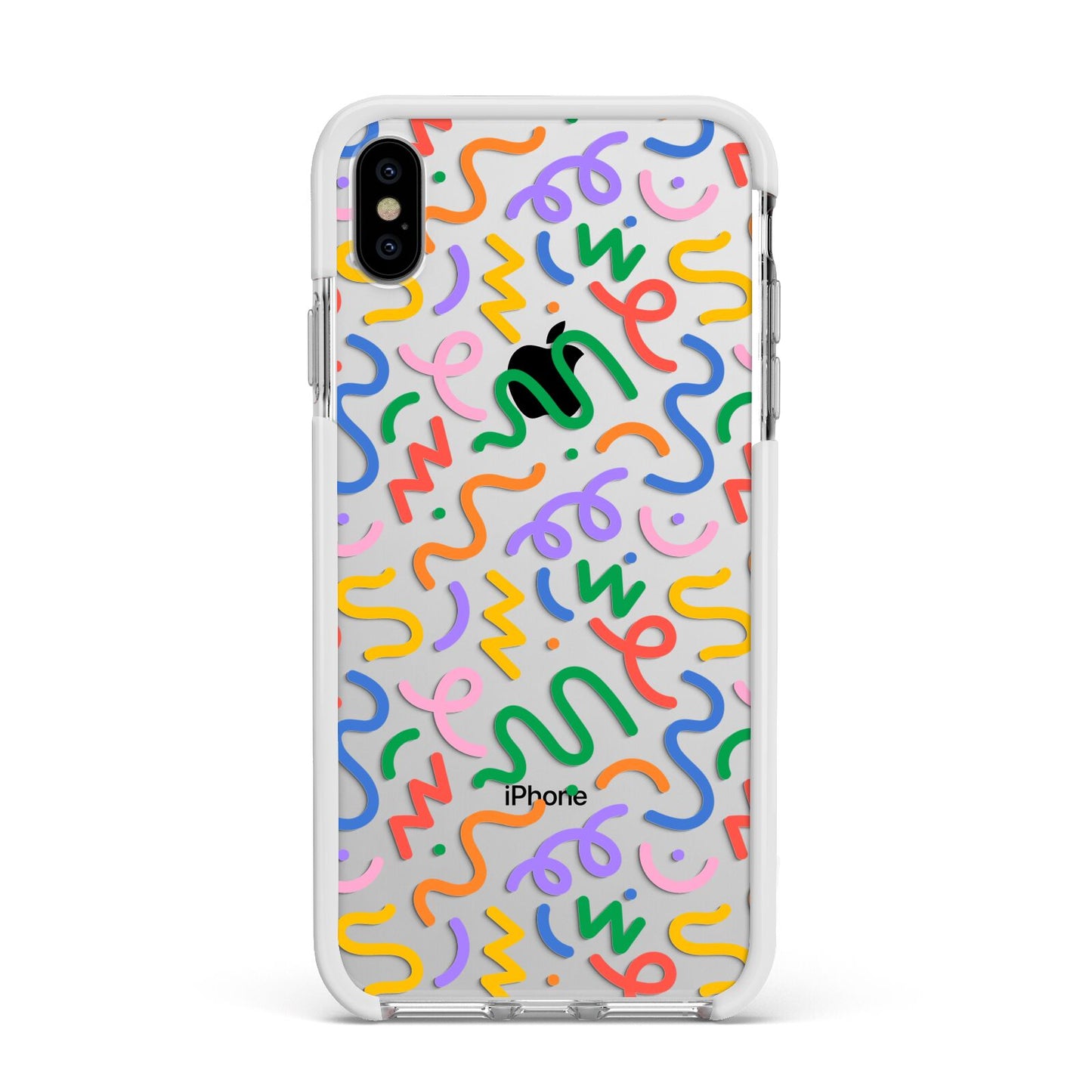 Colourful Doodle Apple iPhone Xs Max Impact Case White Edge on Silver Phone