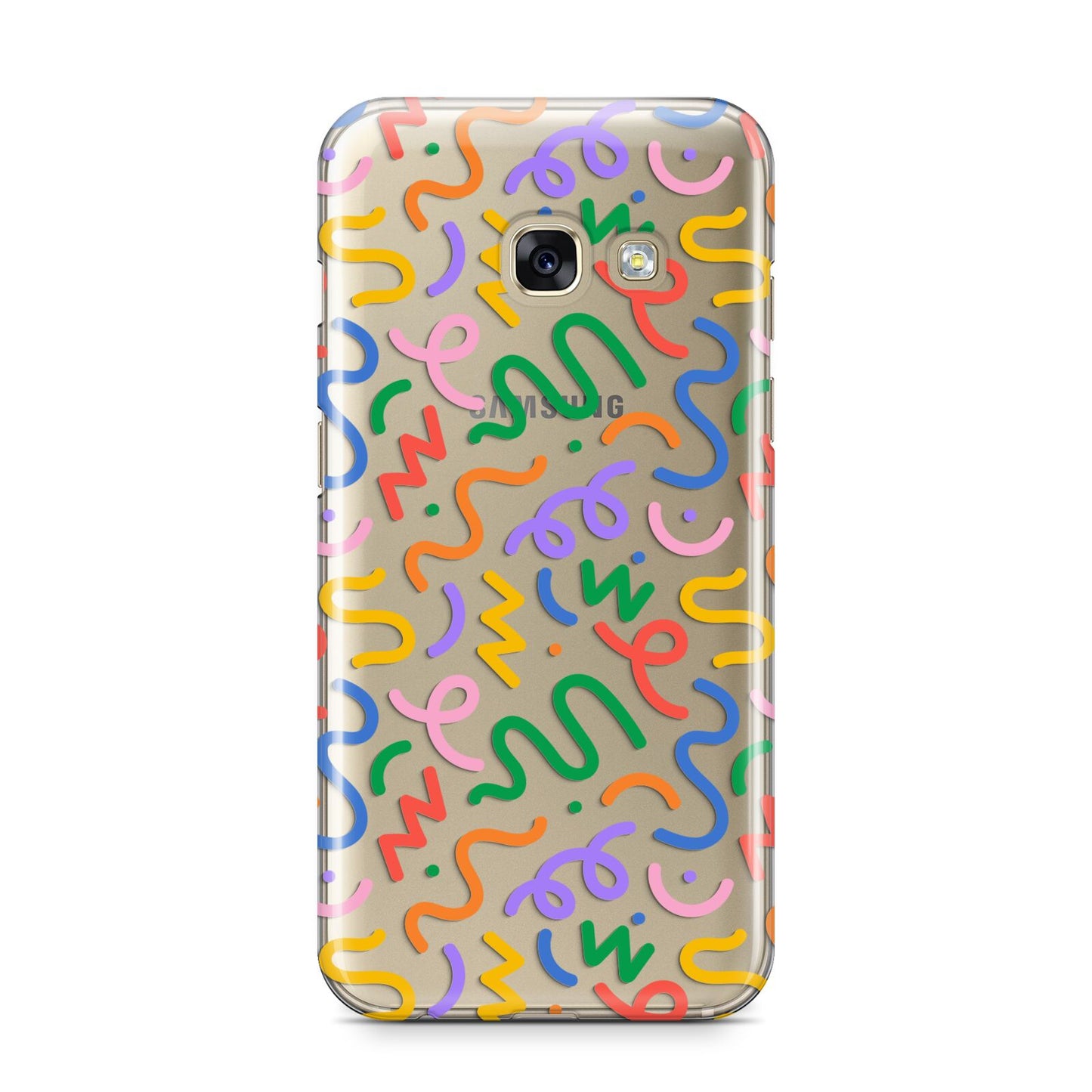 Colourful Doodle Samsung Galaxy A3 2017 Case on gold phone