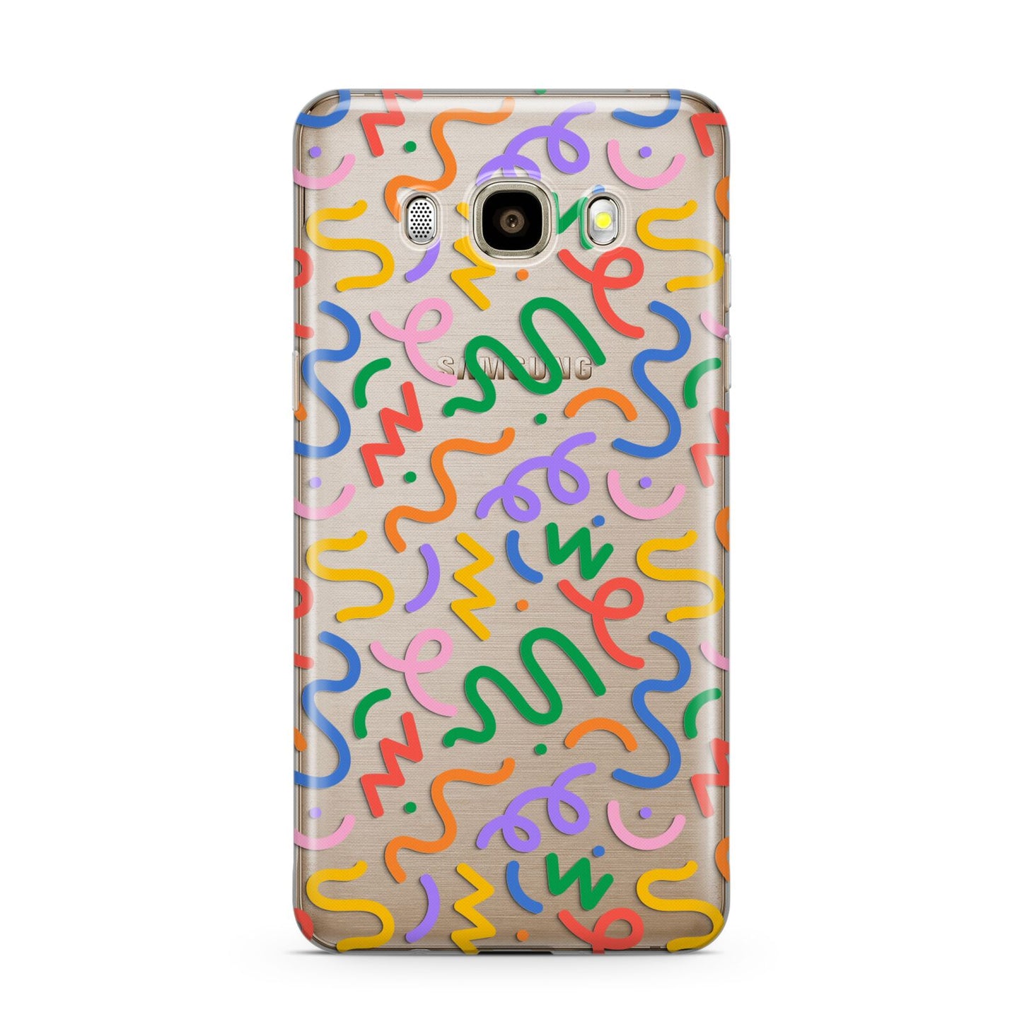 Colourful Doodle Samsung Galaxy J7 2016 Case on gold phone