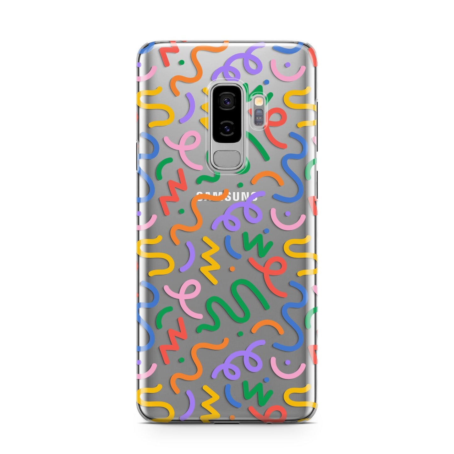 Colourful Doodle Samsung Galaxy S9 Plus Case on Silver phone